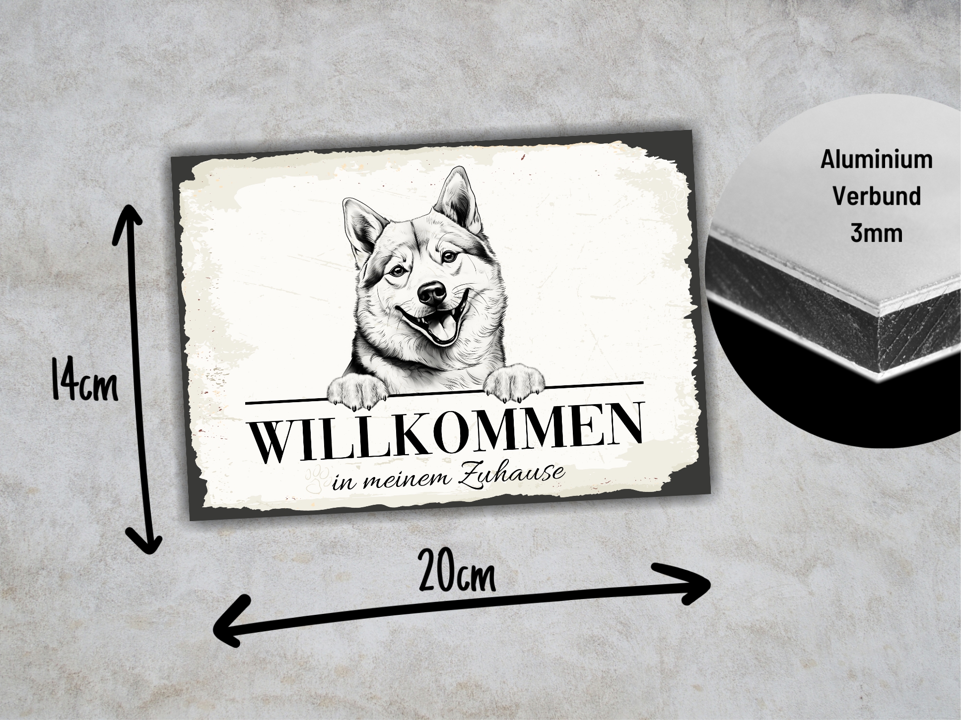 Hundeschild Willkommen Zuhause Shiba Inu Japan Schild Achtung Spruch Türschild