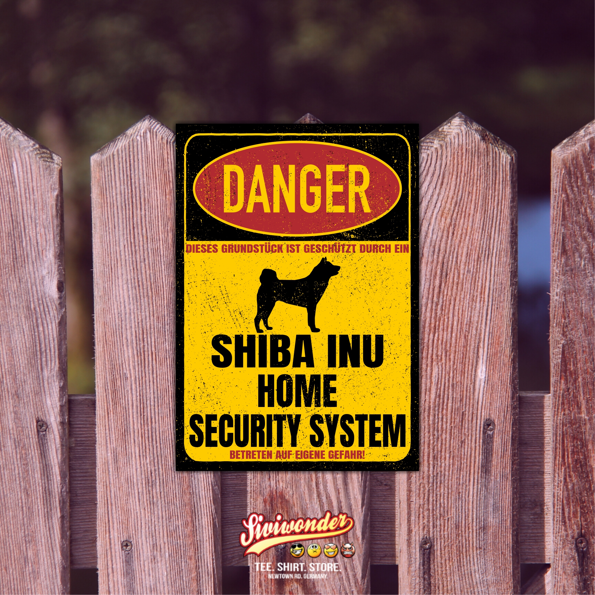 Shiba Inu  Türschild Danger Security System Warnschild Hund Schilder Hundeschild