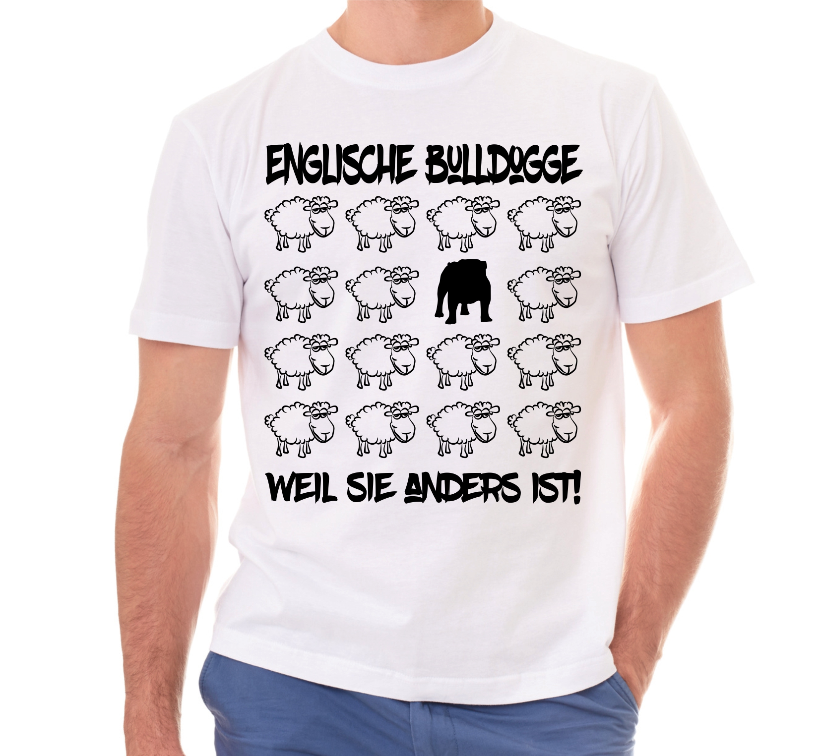 ENGLISCHE BULLDOGGE UNISEX T-SHIRT BLACK SHEEP by SIVIWONDER