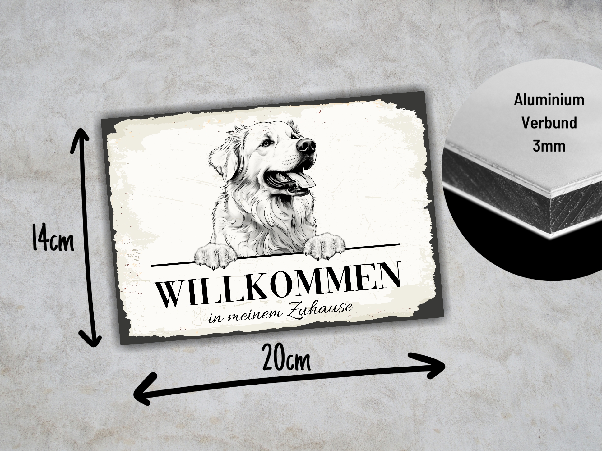Hundeschild Willkommen Zuhause Pyrenäenberghund Schild Achtung Spruch