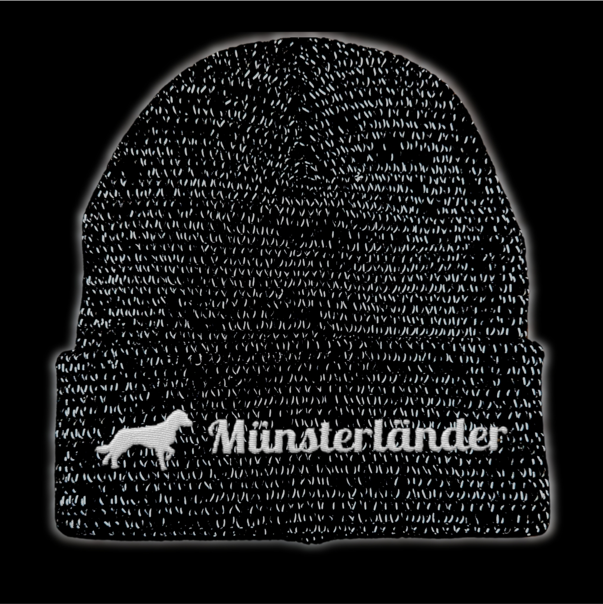 Münsterländer reflektierende Mütze Stickerei Hund Winter Strickmütze reflex Beanie warm