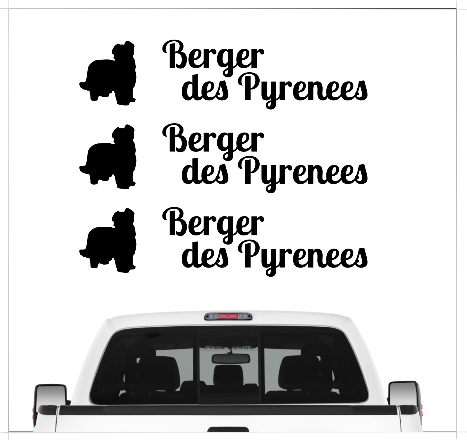 Berger des Pyrenees Petit Berger Pyr Shep Pyrenäen-Schäferhund Dog 3er Set  AUTOAUFKLEBER Aufkleber Hunde Hundemotiv by SIVIWONDER