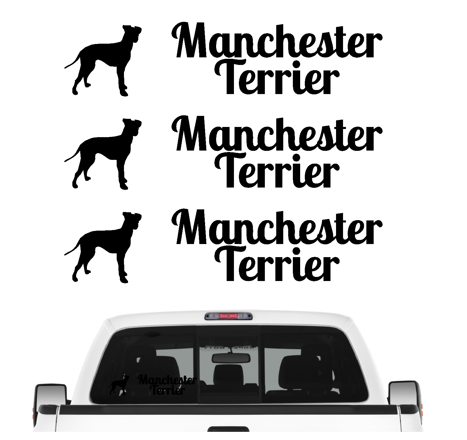 Manchester Terrier Aufkleber 3er Set Hundeaufkleber Hundemotiv Hund Folie