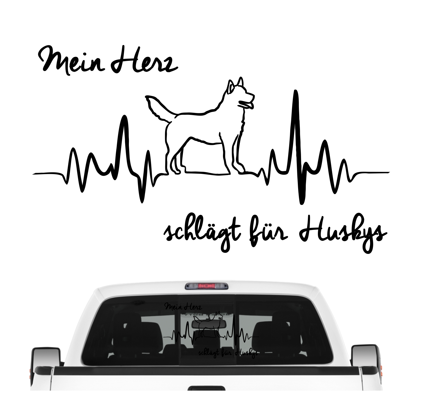 Husky Siberian Icee Sibe Aufkleber Auto Herz Heartbeat Hundeaufkleber Hunde Folie