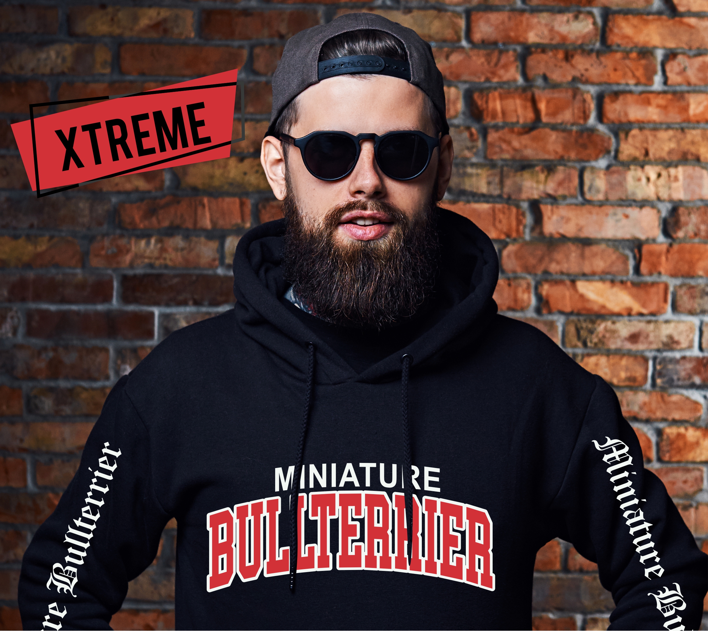 Miniature Bullterrier Mini Bully Bull Terrier Gladiator Dog Hoodie Unisex Sweatshirt Extreme Hundemotiv