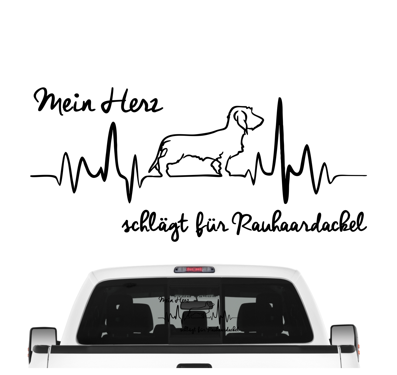 Rauhaardackel Dackel Teckel Dachshund Rauhhaardackel Dog Hundeaufkleber Herz AUTOAUFKLEBER Aufkleber