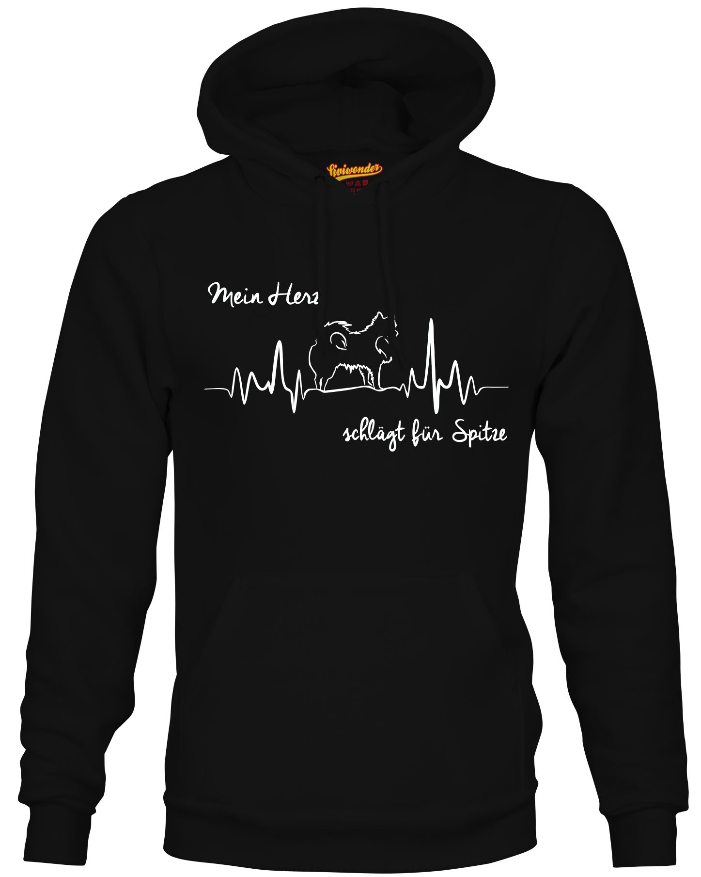 DEUTSCHER SPITZ SWEATSHIRT HEARTBEAT EKG  Hund Hundemotiv Herz Hoodie