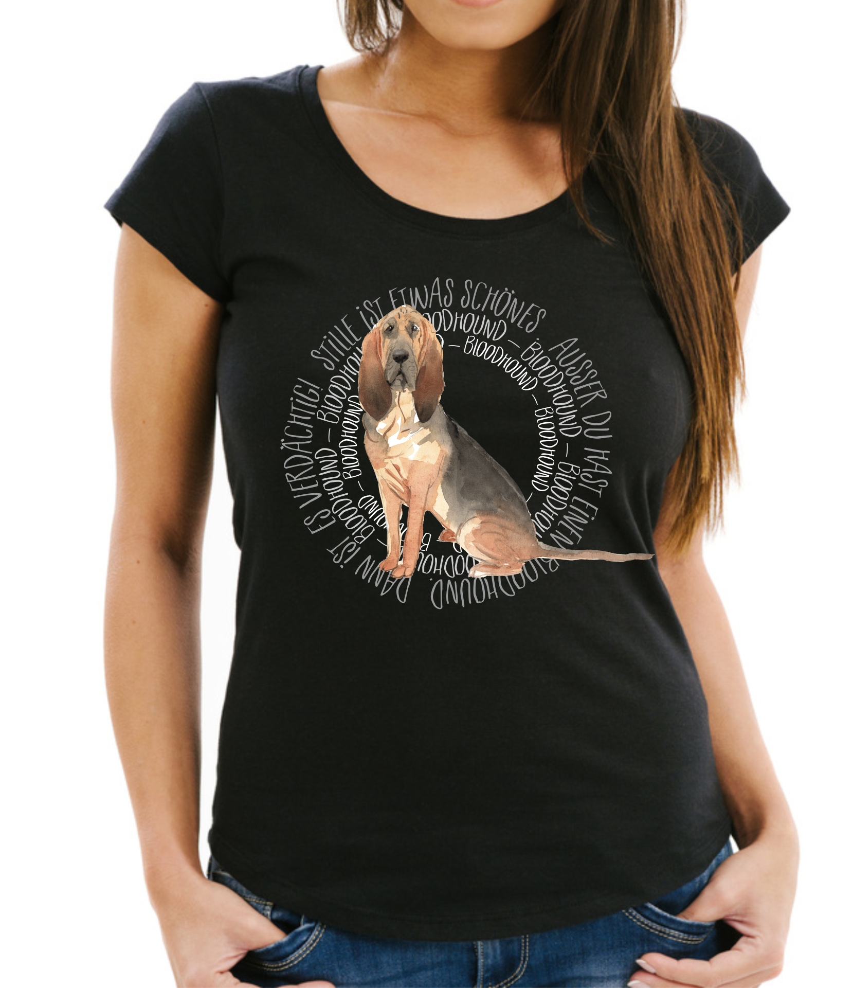 BLOODHOUND DAMEN T-SHIRT CIRCLE Watercolor by SIVIWONDER