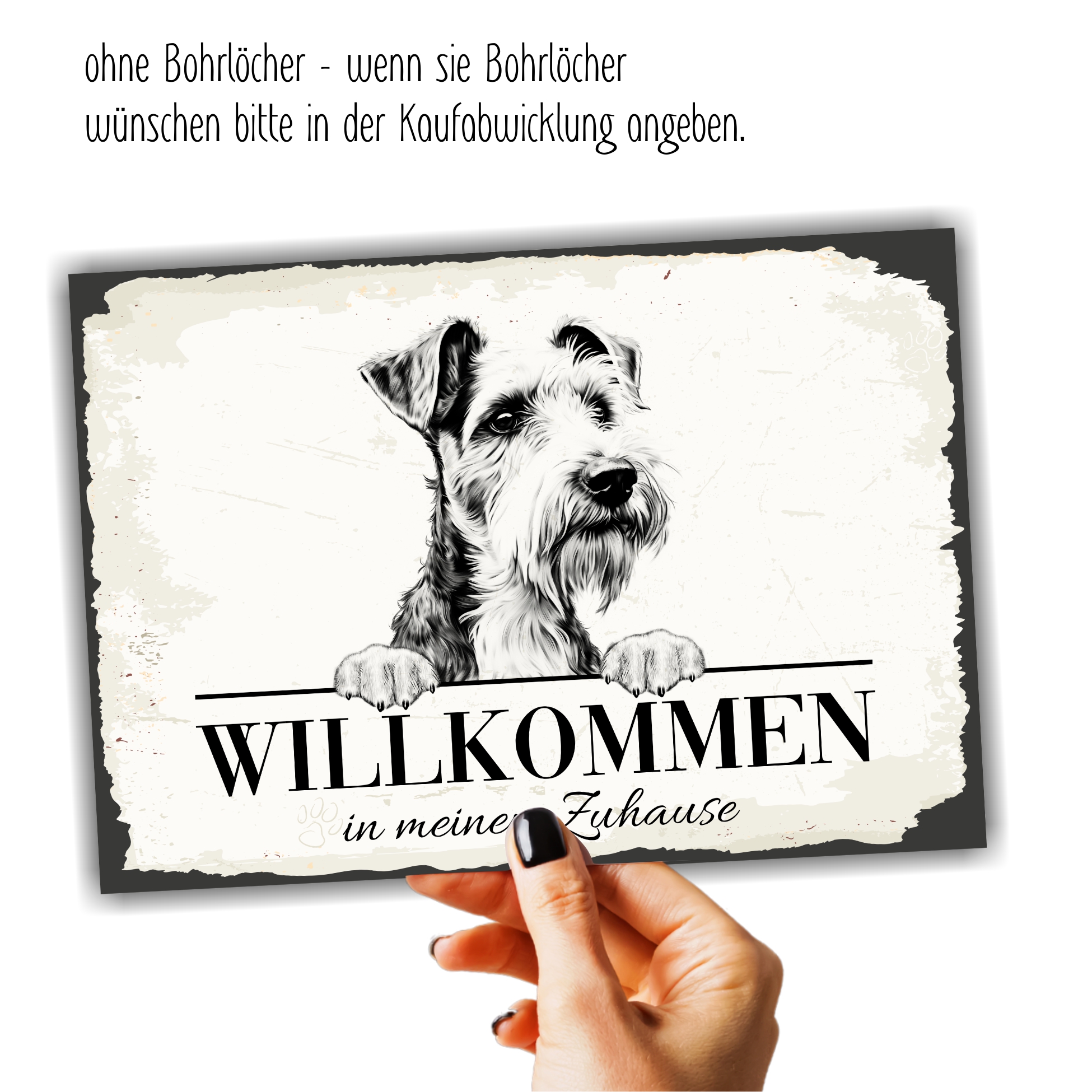 Hundeschild Willkommen Zuhause Foxterrier Foxie Fox Terrier Schild Achtung Spruch