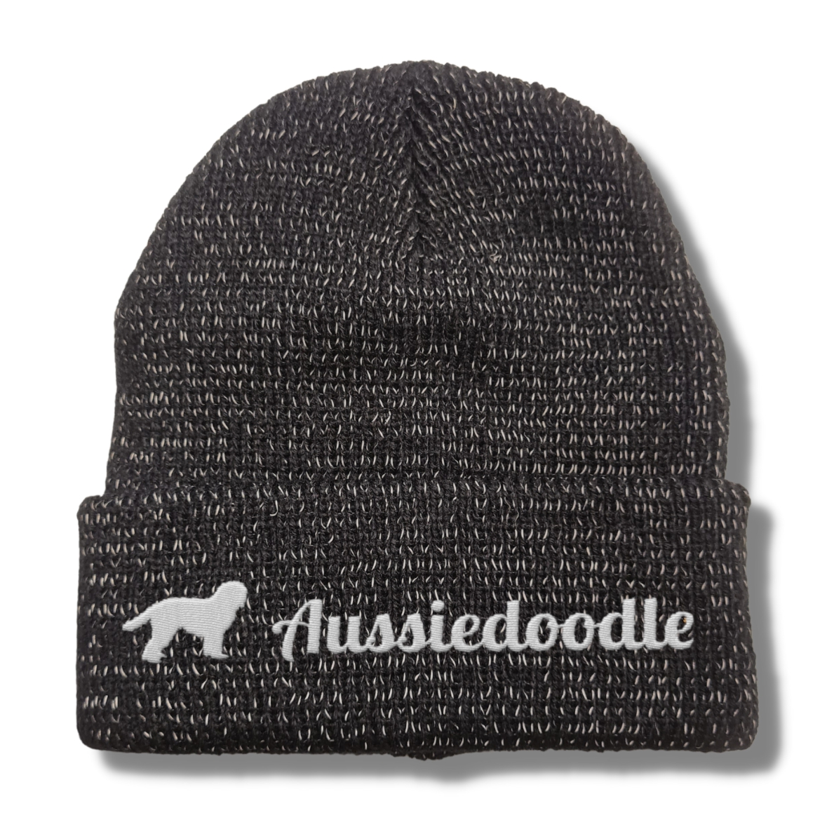 Aussiedoodle reflektierende Mütze Stickerei Hund Winter Strickmütze reflex Beanie warm
