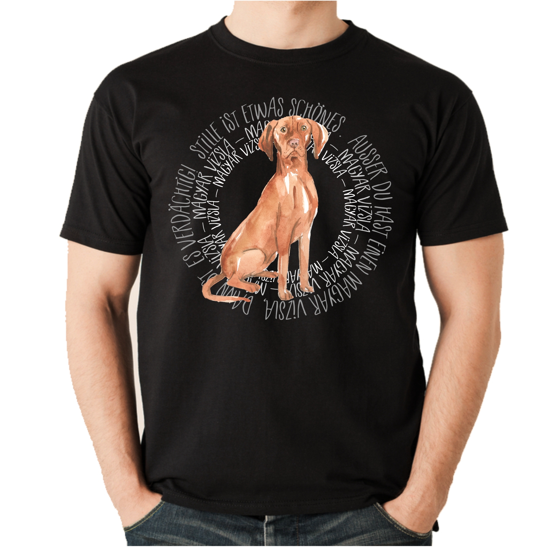 MAGYAR VIZSLA UNISEX T-SHIRT CIRCLE Watercolor by SIVIWONDER