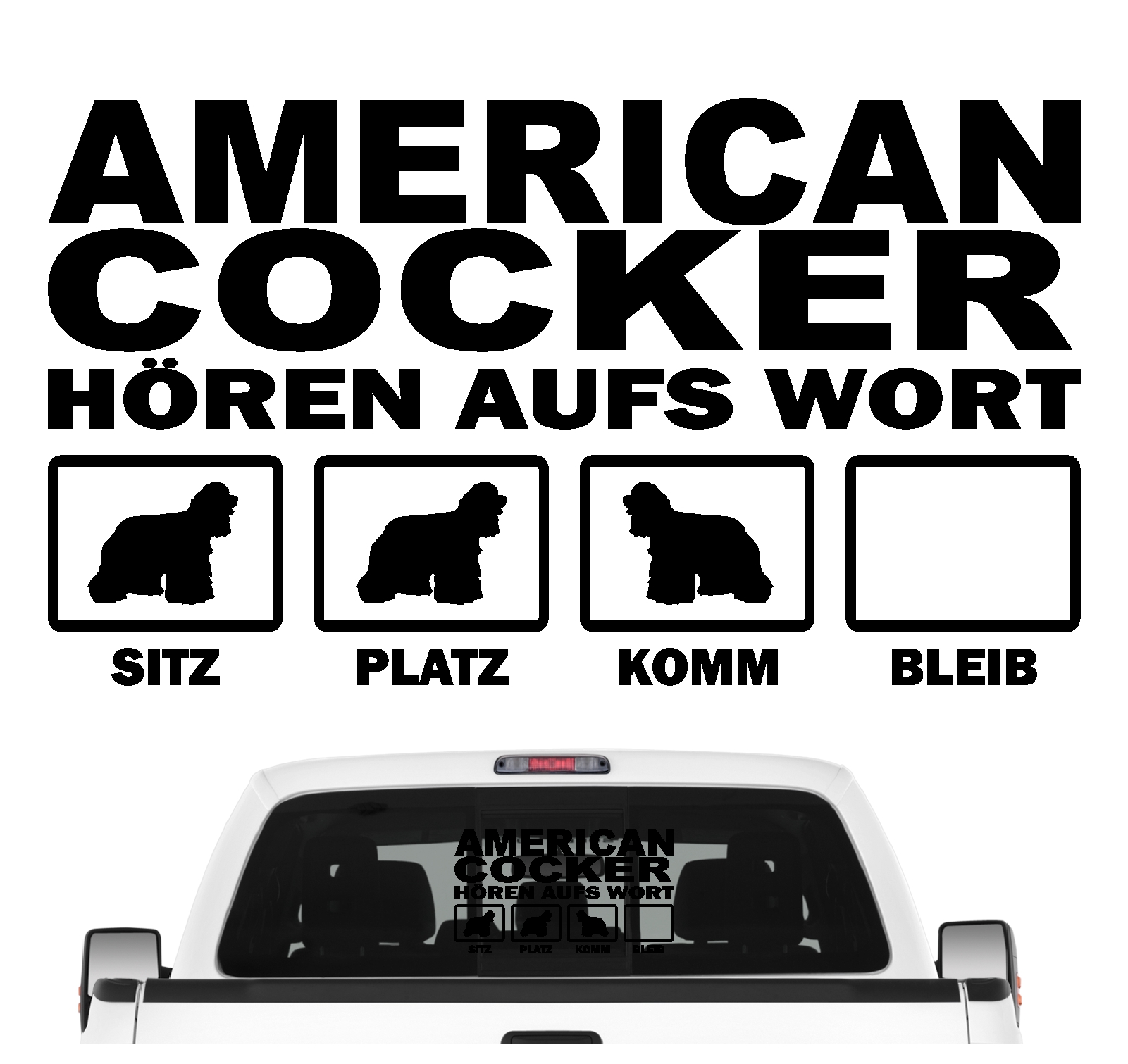 American Cocker Spaniel Ami Spanier Dog  Hört aufs Wort Hunde Aufkleber Sticker Autoaufkleber