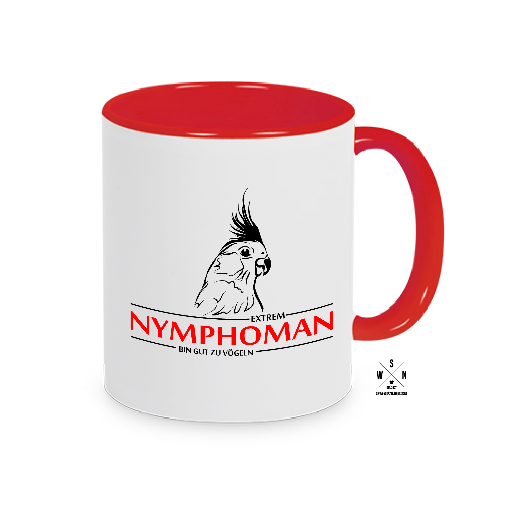 Tasse Kaffebecher INFIZIERT NYMPHENSITTICH NYMPHOMAN