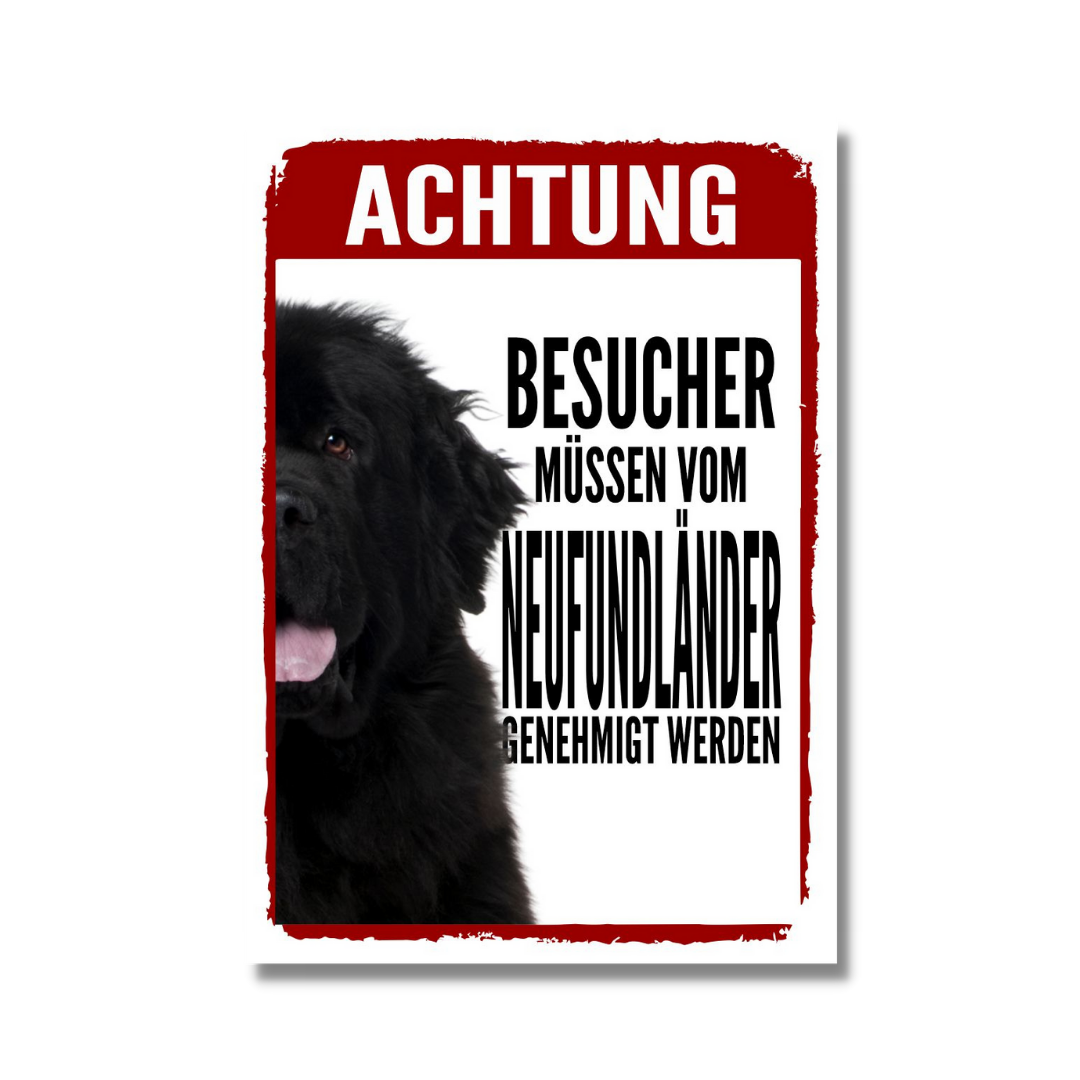 Neufundländer Genehmigung Dog Schild Spruch Türschild Hundeschild Warnschild