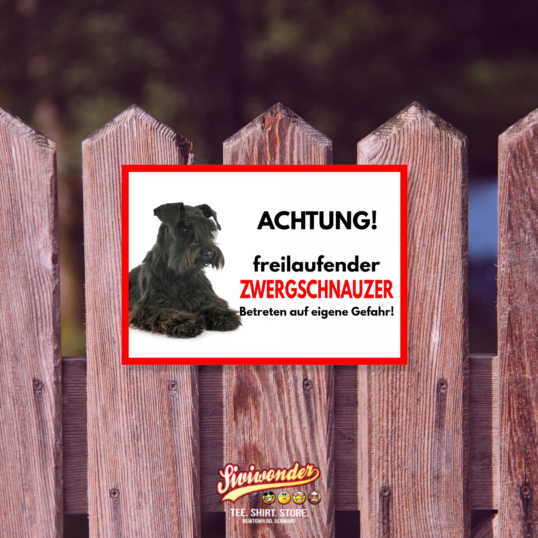 Zwergschnauzer 2 Freilaufender Hund Dog Schild Spruch Türschild Hundeschild Warnschild