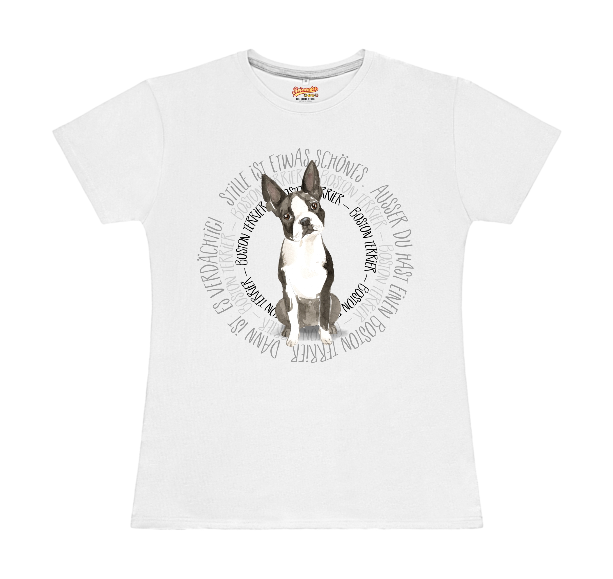BOSTON TERRIER DAMEN T-SHIRT CIRCLE Watercolor by SIVIWONDER