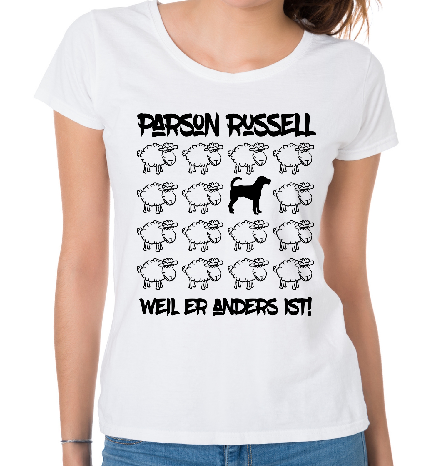 PARSON RUSSELL DAMEN T-SHIRT BLACK SHEEP by SIVIWONDER