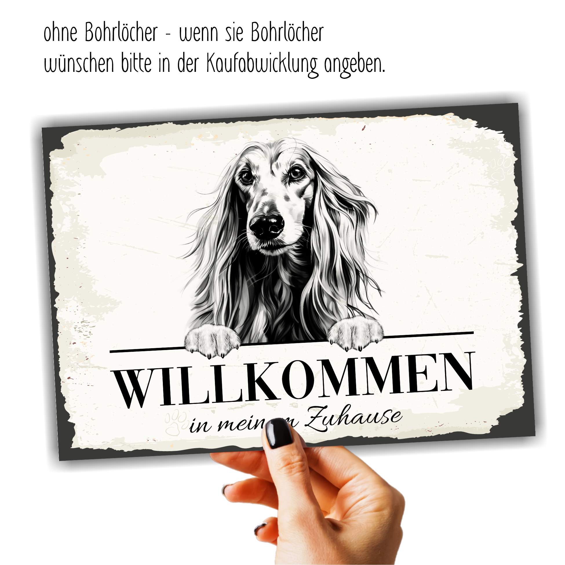 Hundeschild Willkommen Zuhause Afghane Schild Achtung