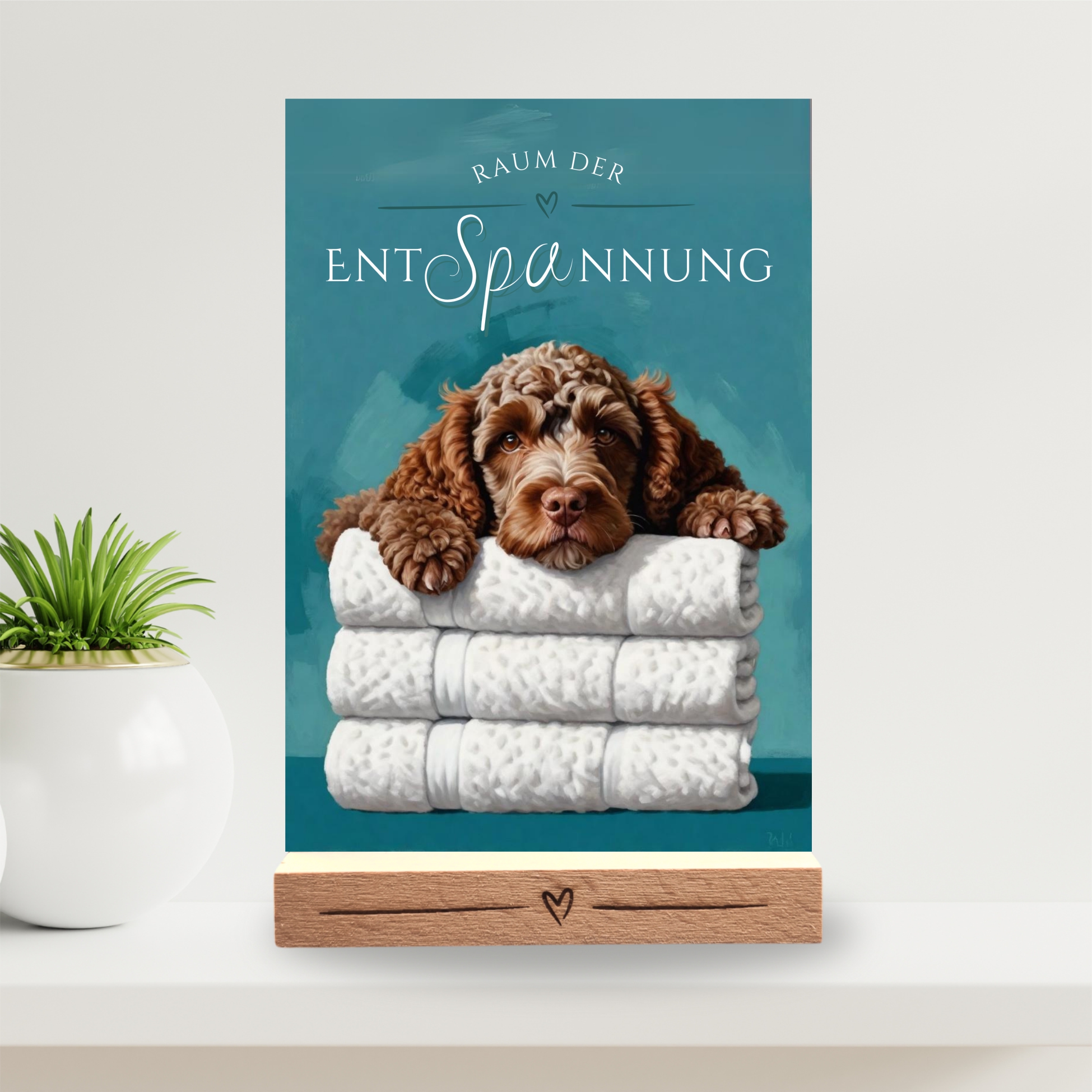 Hundeschild Deko Badezimmer Wellness Lagotto Romagnolo Schild Spruch