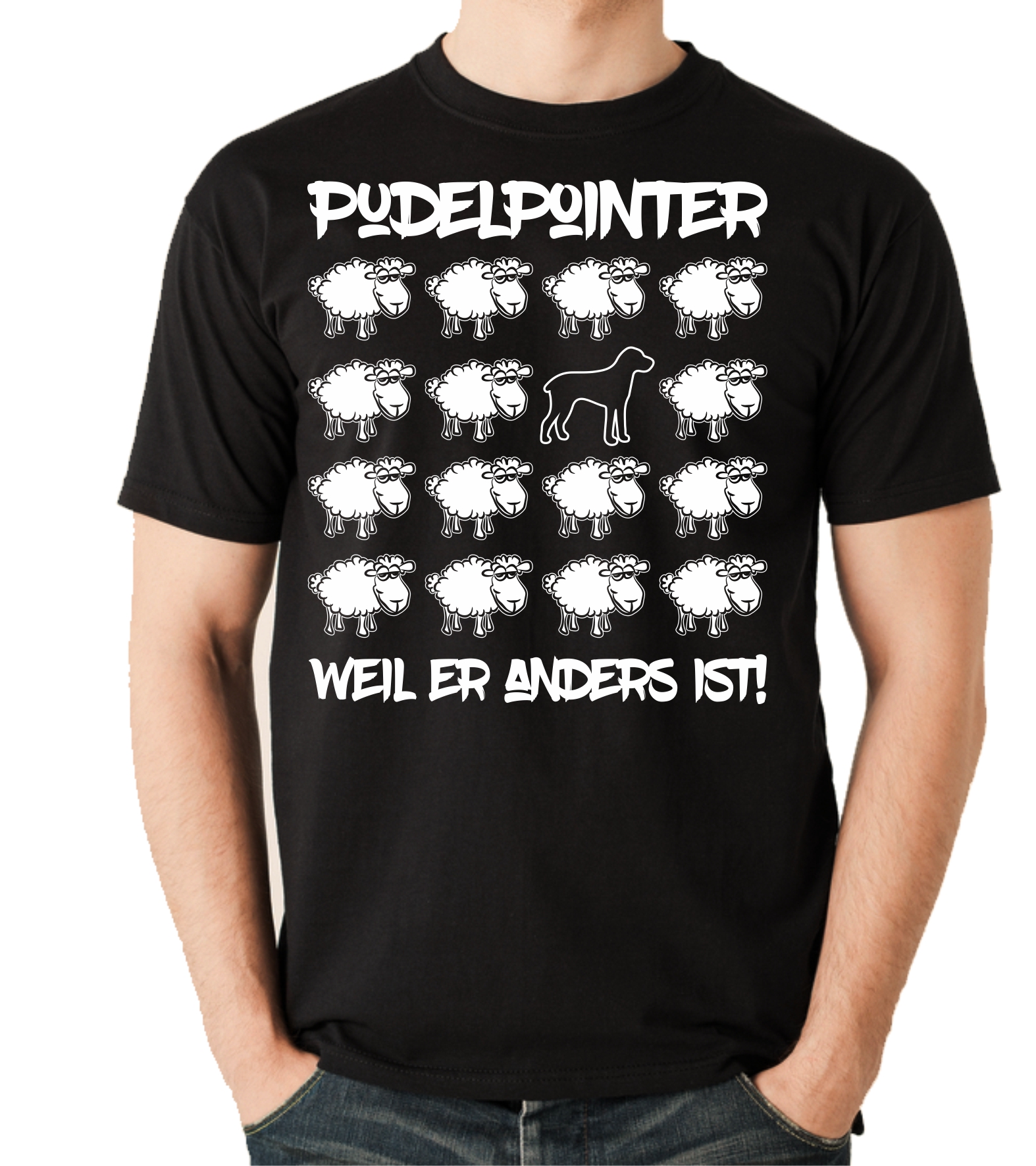 PUDEL POINTER UNISEX T-SHIRT BLACK SHEEP by SIVIWONDER
