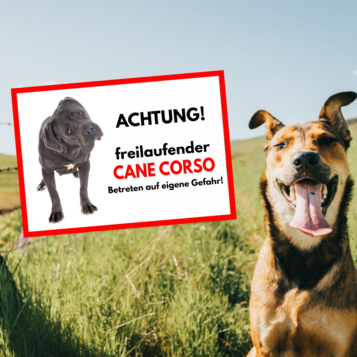 Cane Corso Freilaufender Hund Dog Schild Spruch Türschild Hundeschild Warnschild