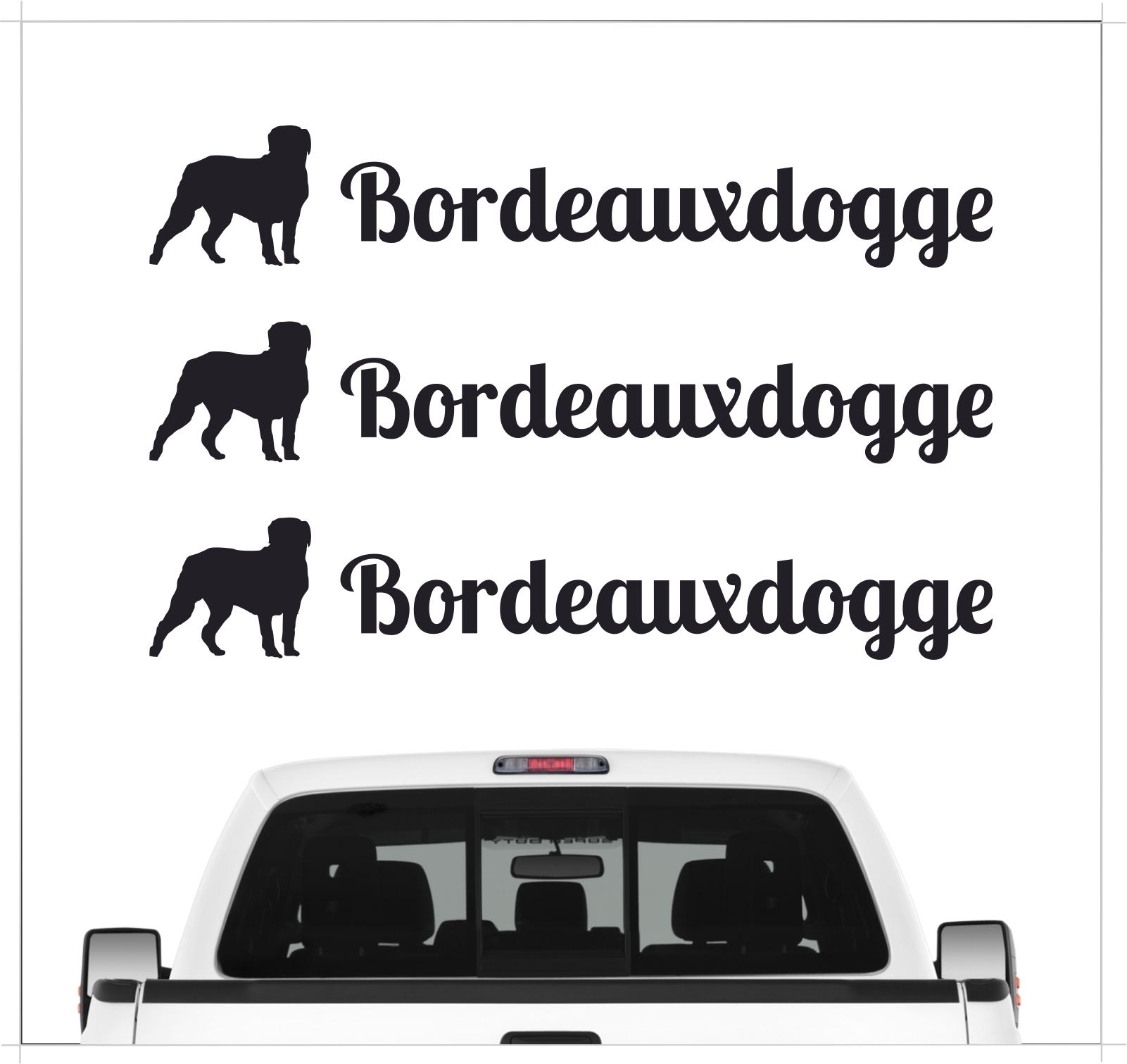 Bordeauxdogge Aufkleber 3er Set Hundeaufkleber Hundemotiv Hund Folie