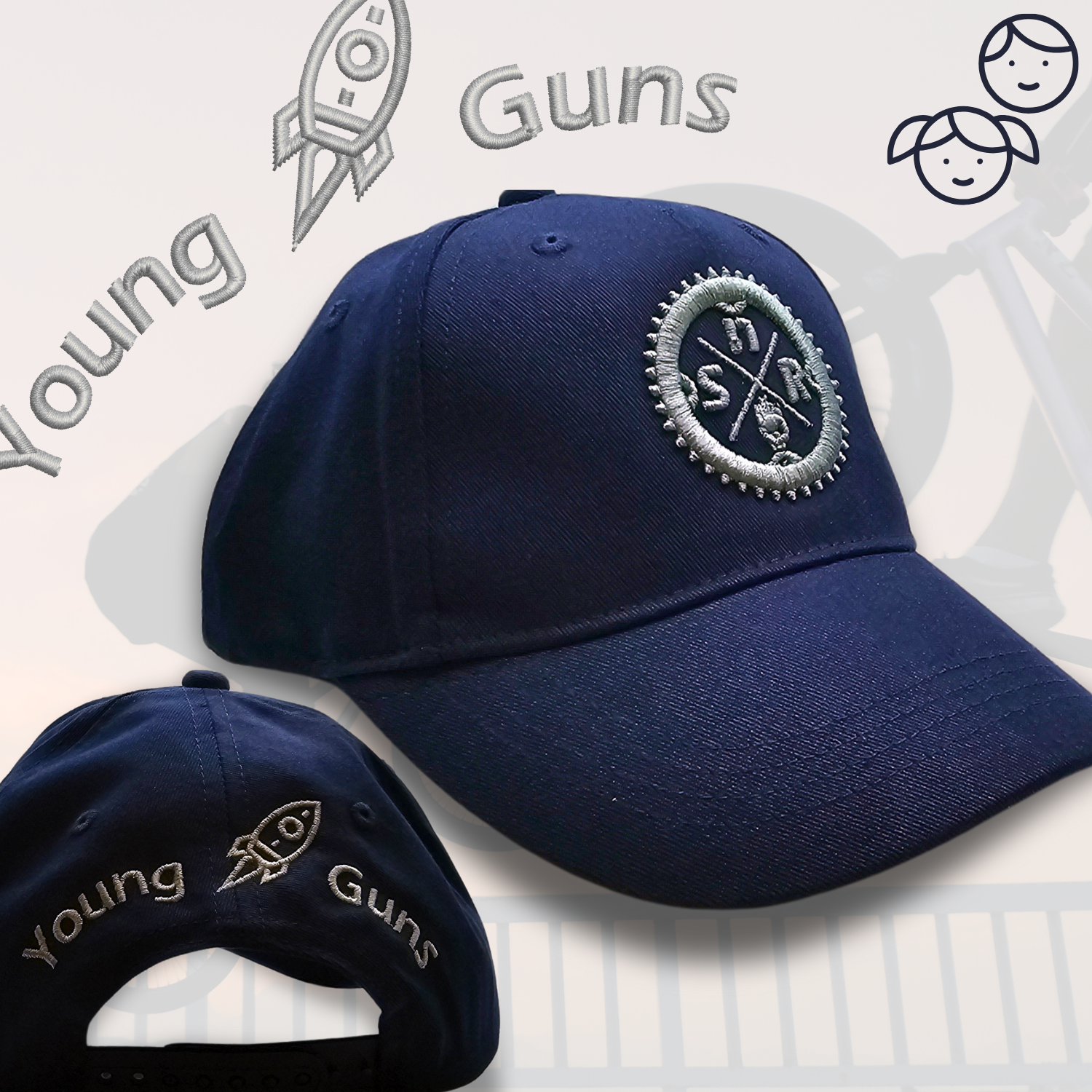 Shape and Ride Kinder Cap gebogener Schirm navy grau 3D Stickerei Kids