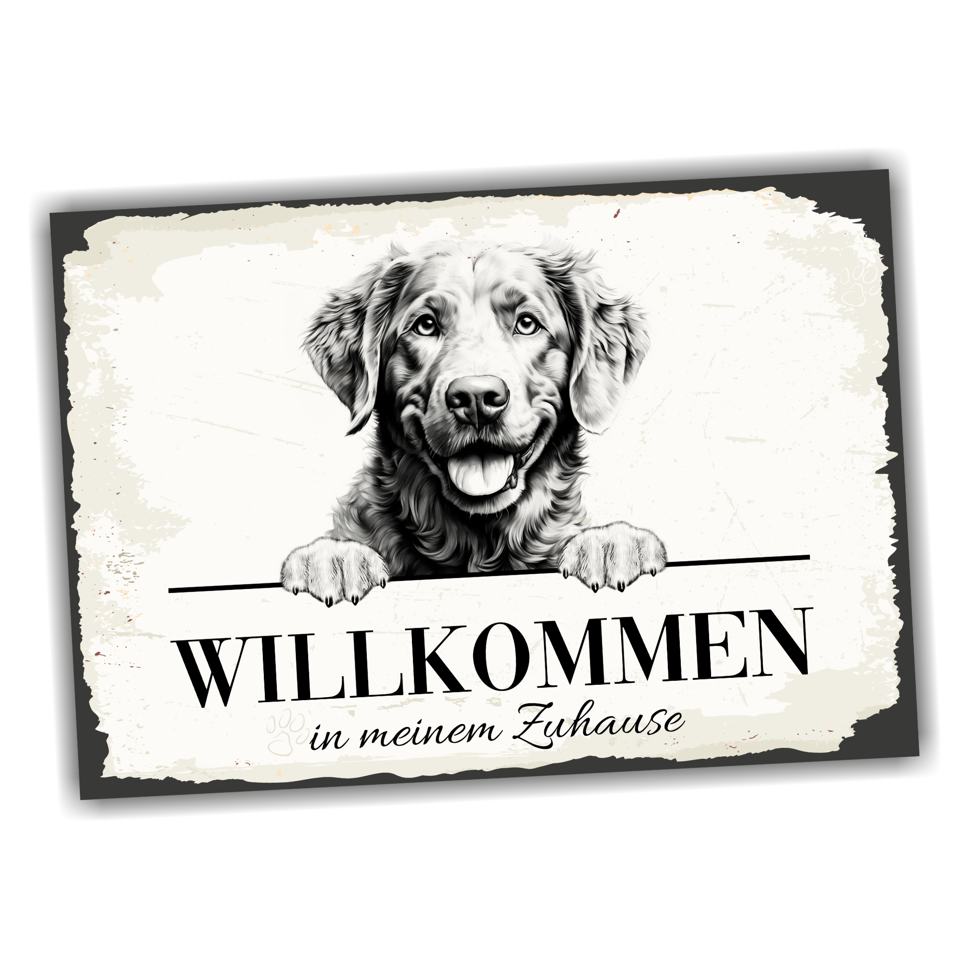 Hundeschild Willkommen Zuhause Chesapeake Bay RetrieverSchild Achtung