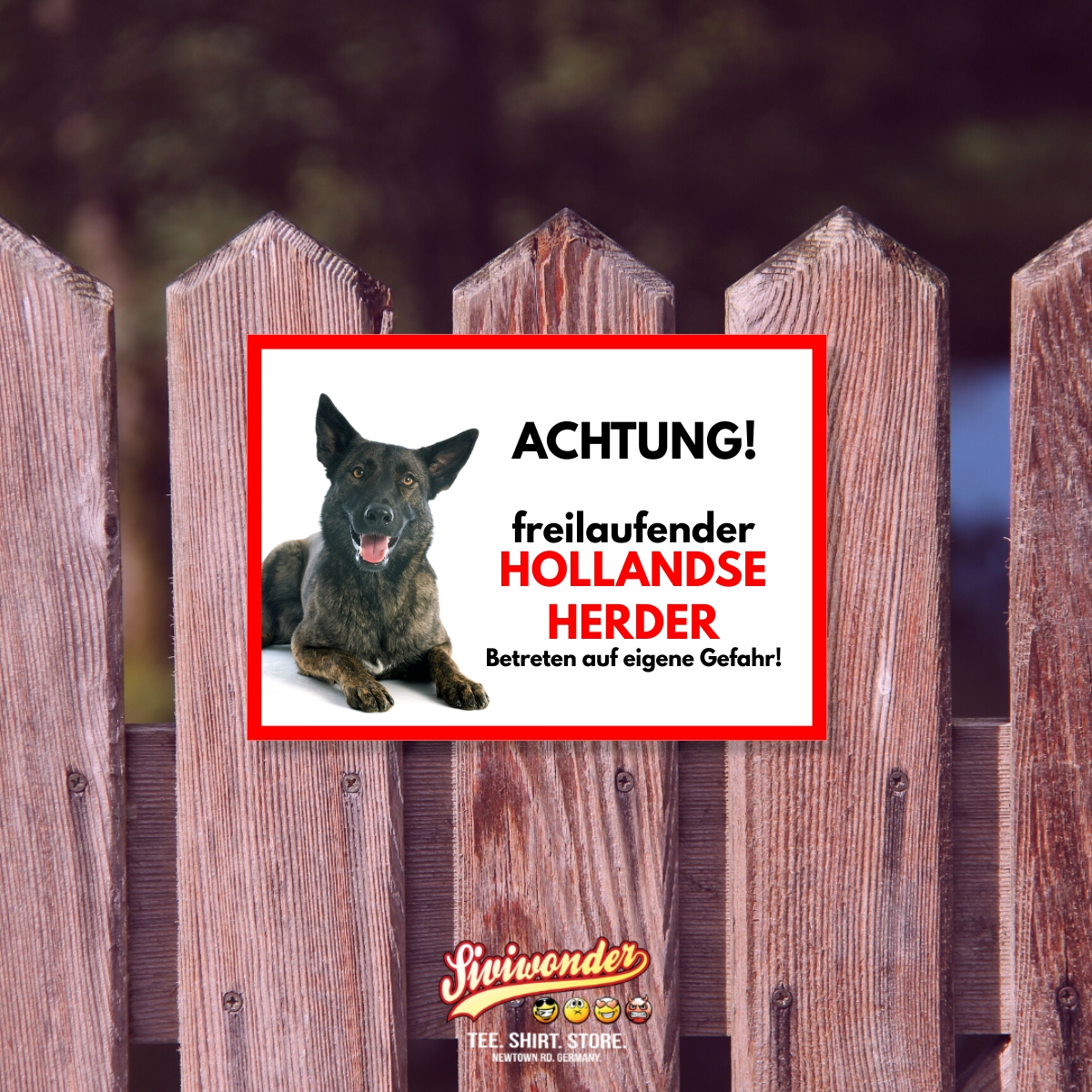 Hollandse Herder Freilaufender Hund Dog Schild Spruch Türschild Hundeschild Warnschild