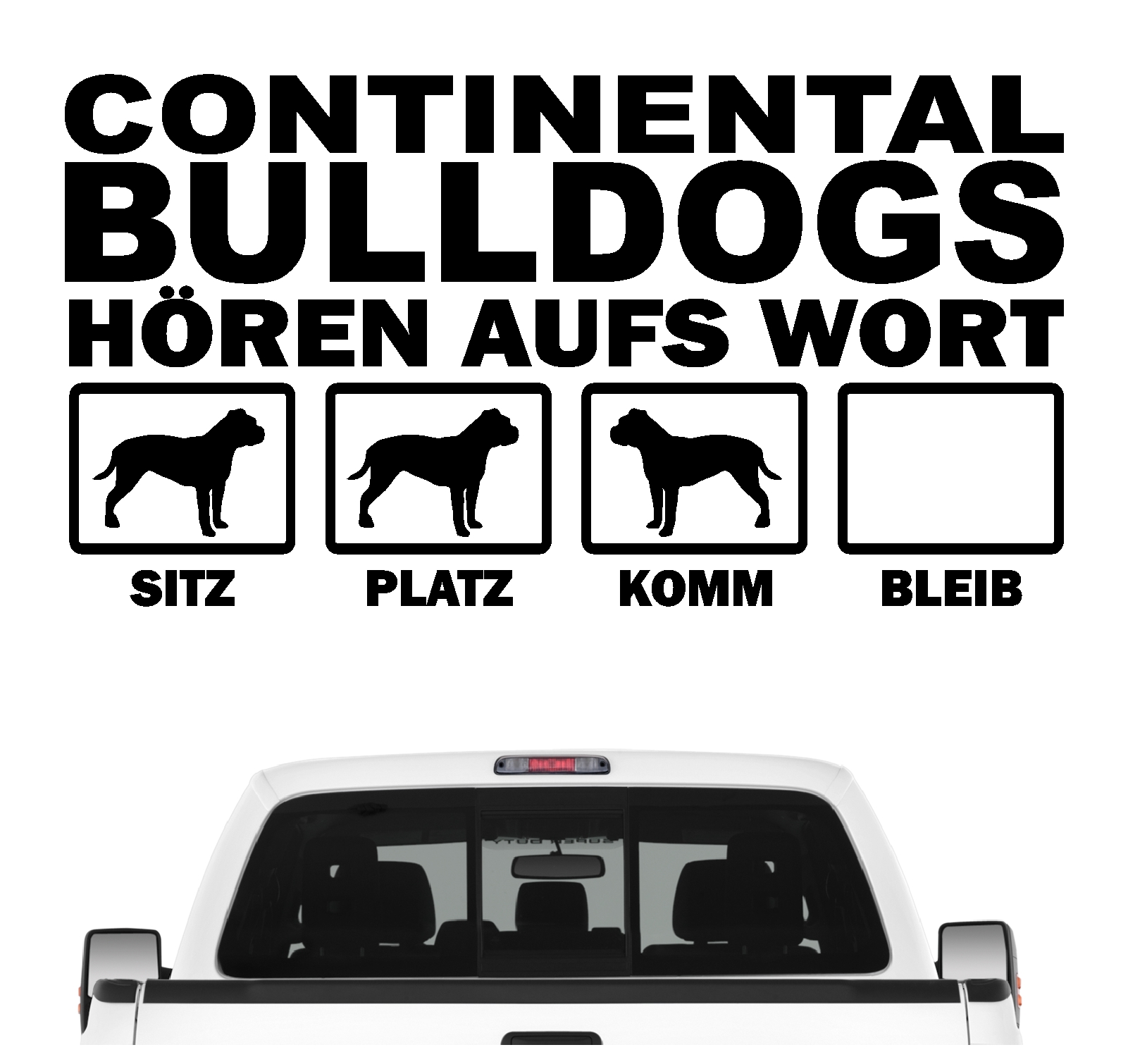 Continental Bulldog Conti Bully Bull Schweiz Dog  Hört aufs Wort Hunde Aufkleber Sticker Autoaufkleber
