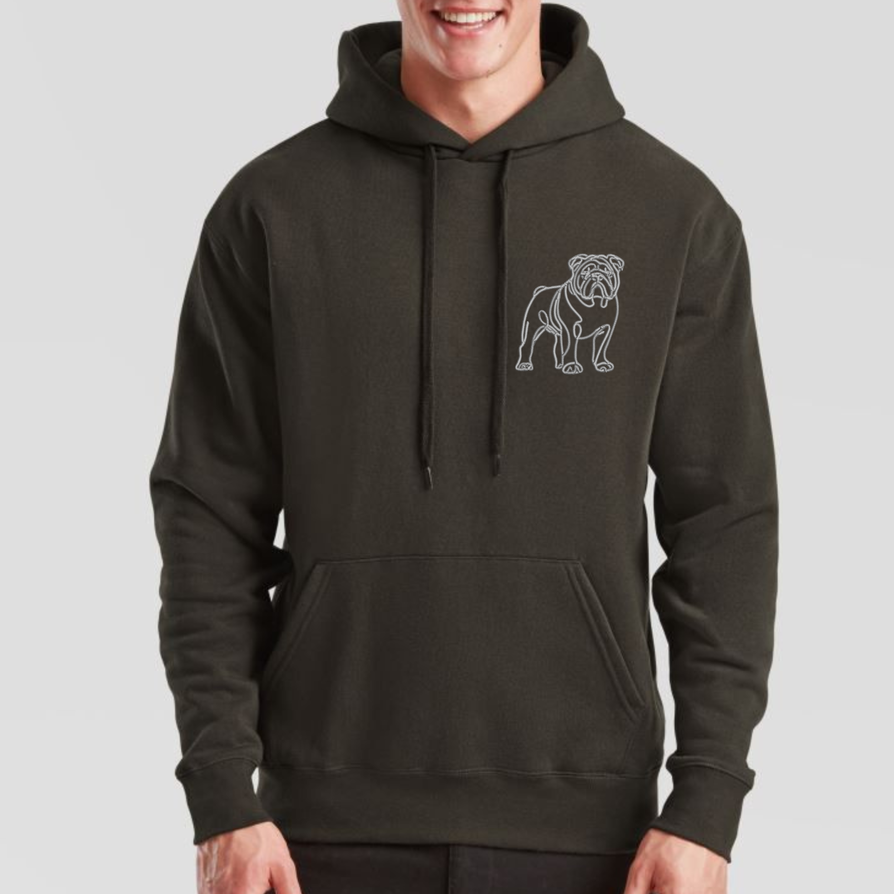 Hoodie Bulldog Bulldogge gestickt Hund wählbare Stickerei kuschelig Stickerei personalisiert Bully