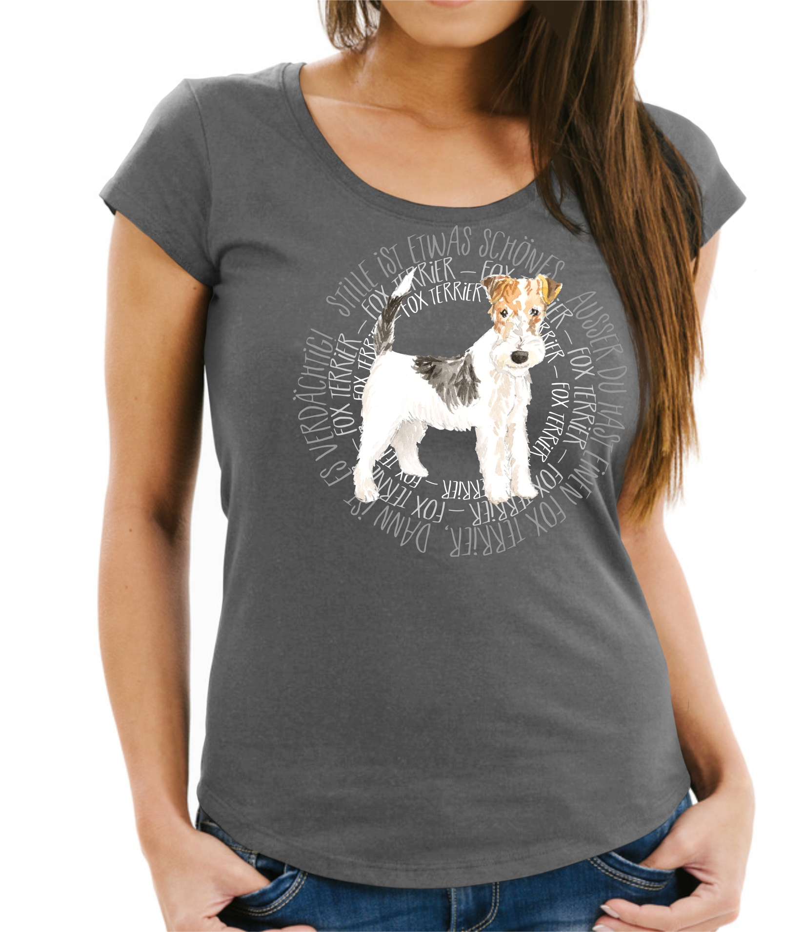 FOXTERRIER DAMEN T-SHIRT CIRCLE Watercolor by SIVIWONDER