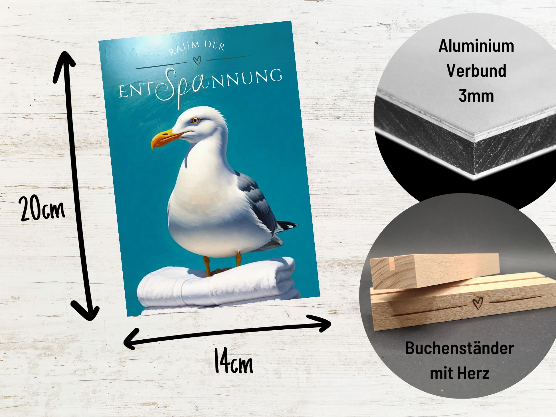 Möwe Meer Strand Schild Wellness Handtuch Entspannung  Schild