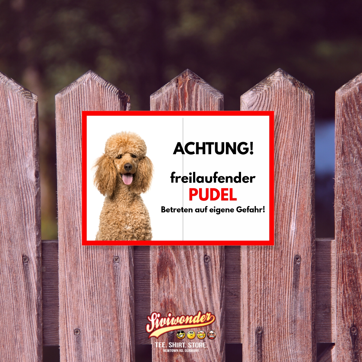 Pudel Freilaufender Hund Dog Schild Spruch Türschild Hundeschild Warnschild