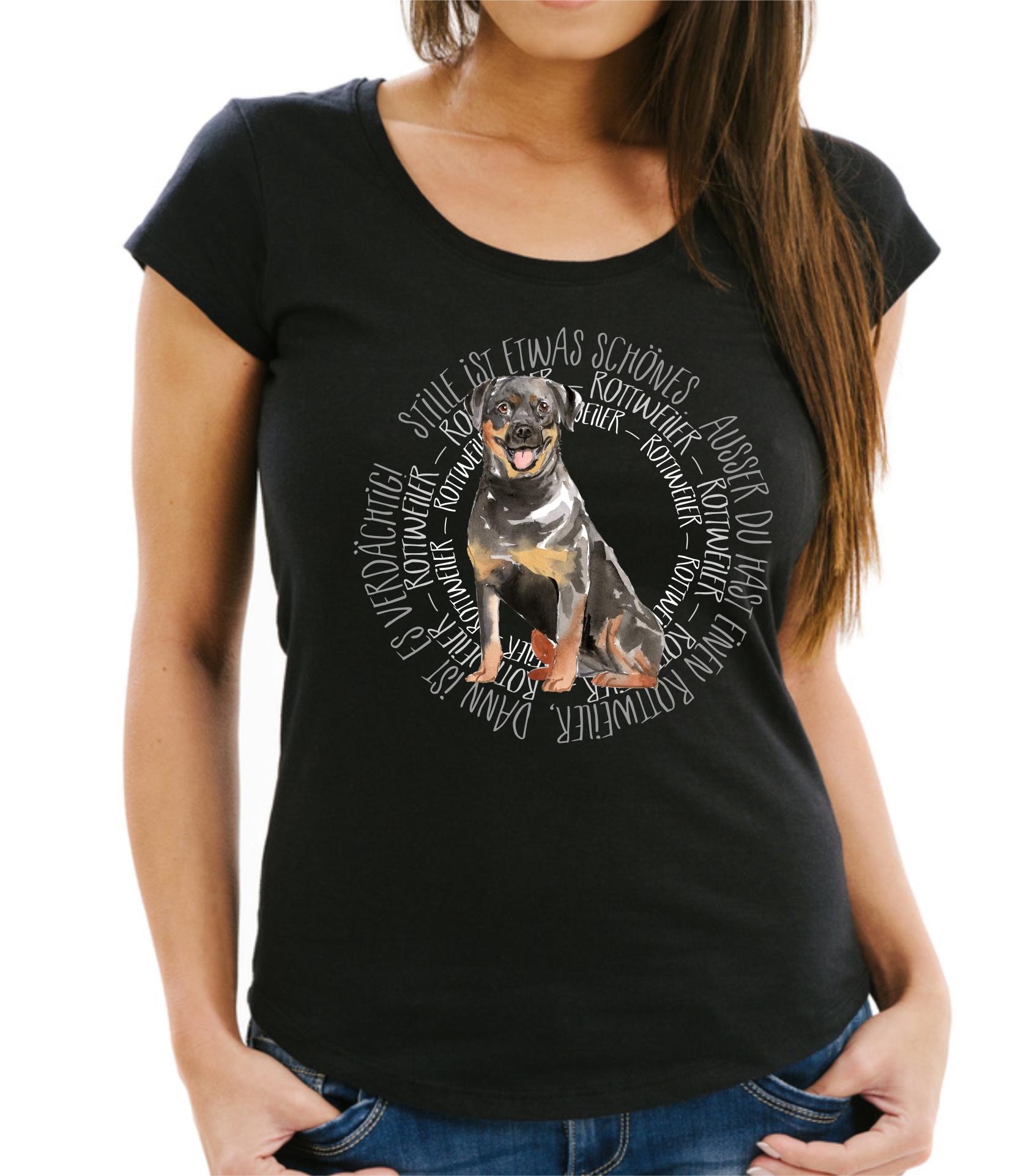 ROTTWEILER DAMEN T-SHIRT CIRCLE Watercolor by SIVIWONDER