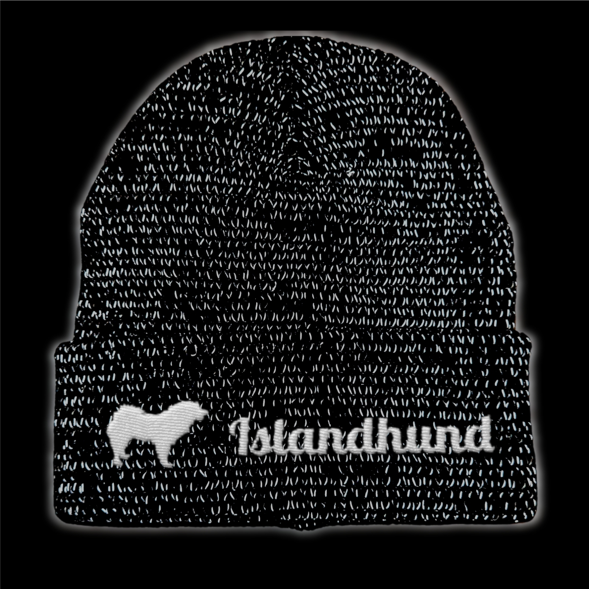 Islandhund reflektierende Mütze Stickerei Hund Winter Strickmütze reflex Beanie warm