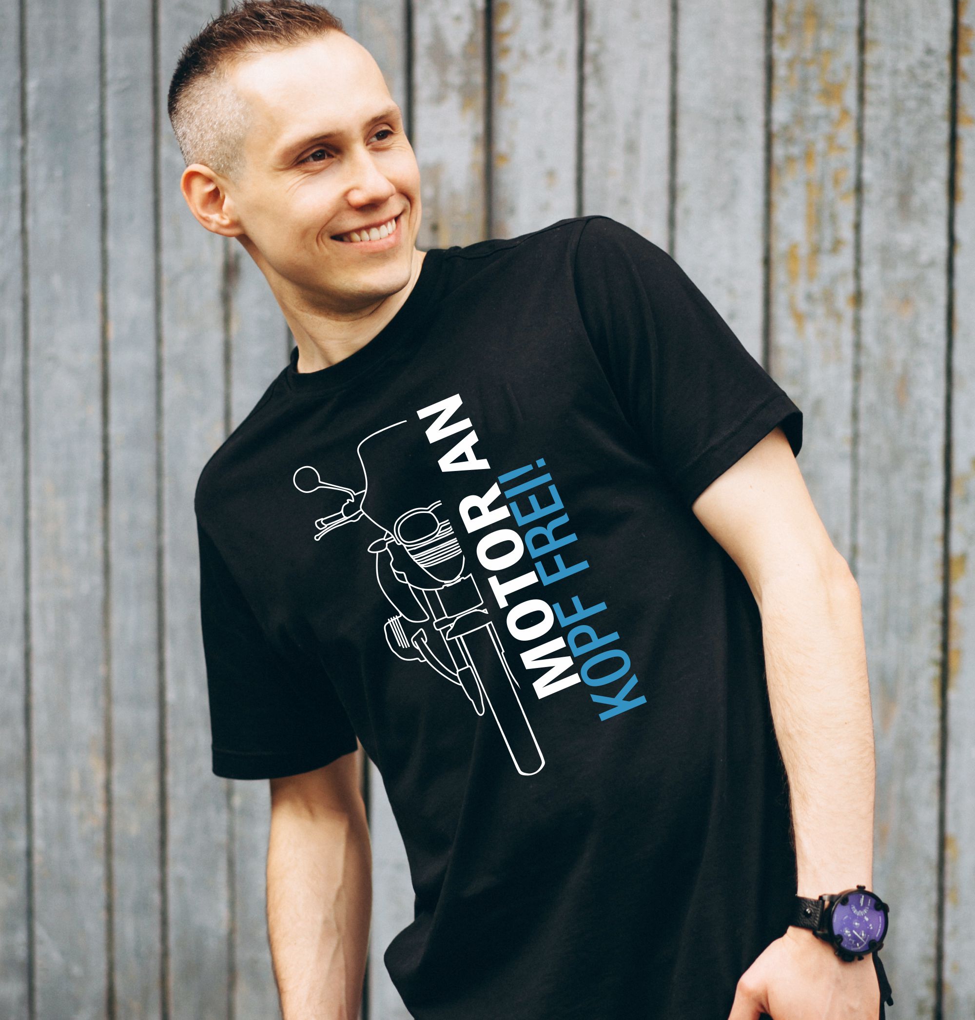 Unisex T-Shirt Motorrad lustiger Spruch Motor an - Kopf frei Schnabeltier Motorrad