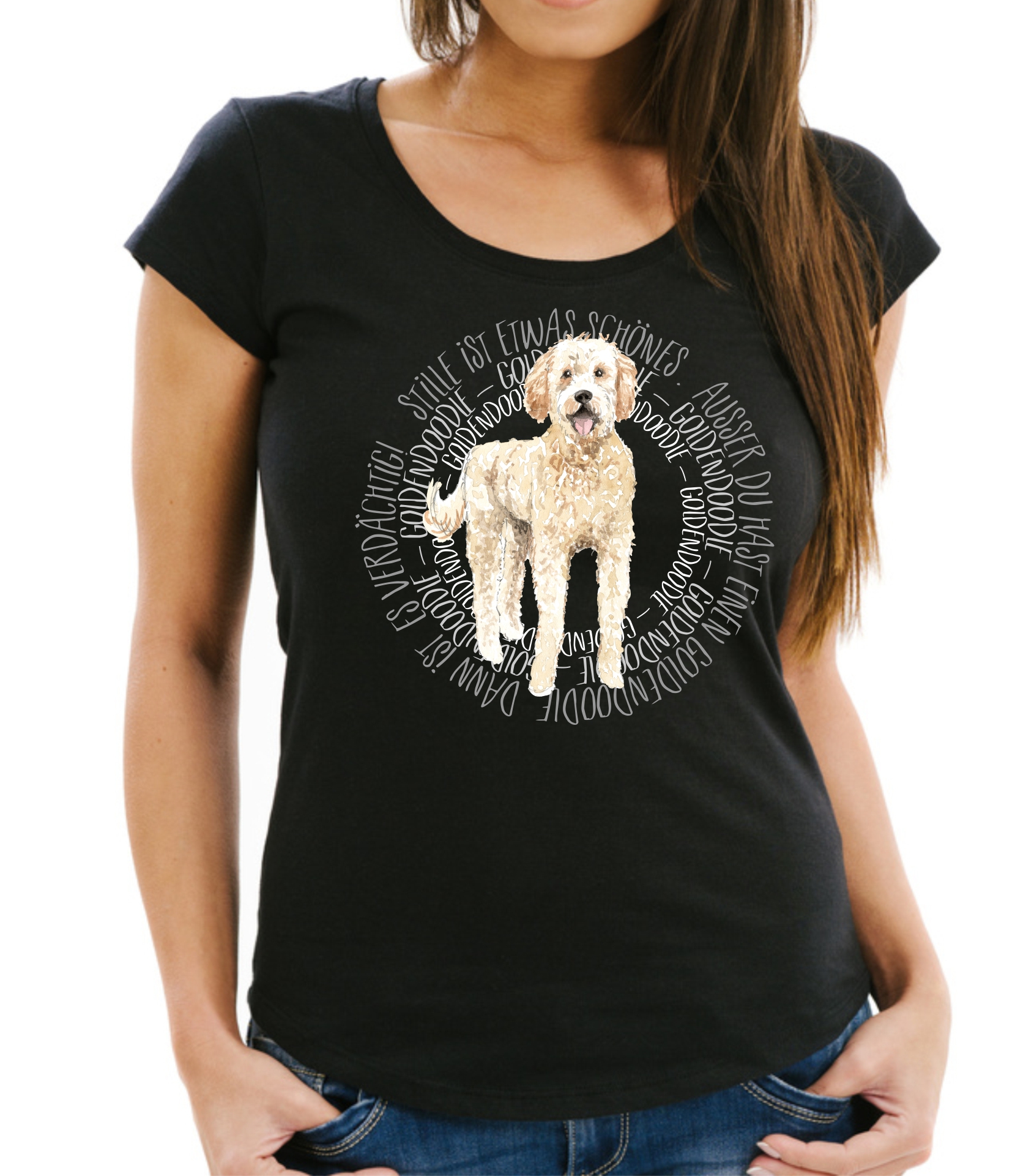 GOLDENDOODLE DAMEN T-SHIRT CIRCLE Watercolor by SIVIWONDER