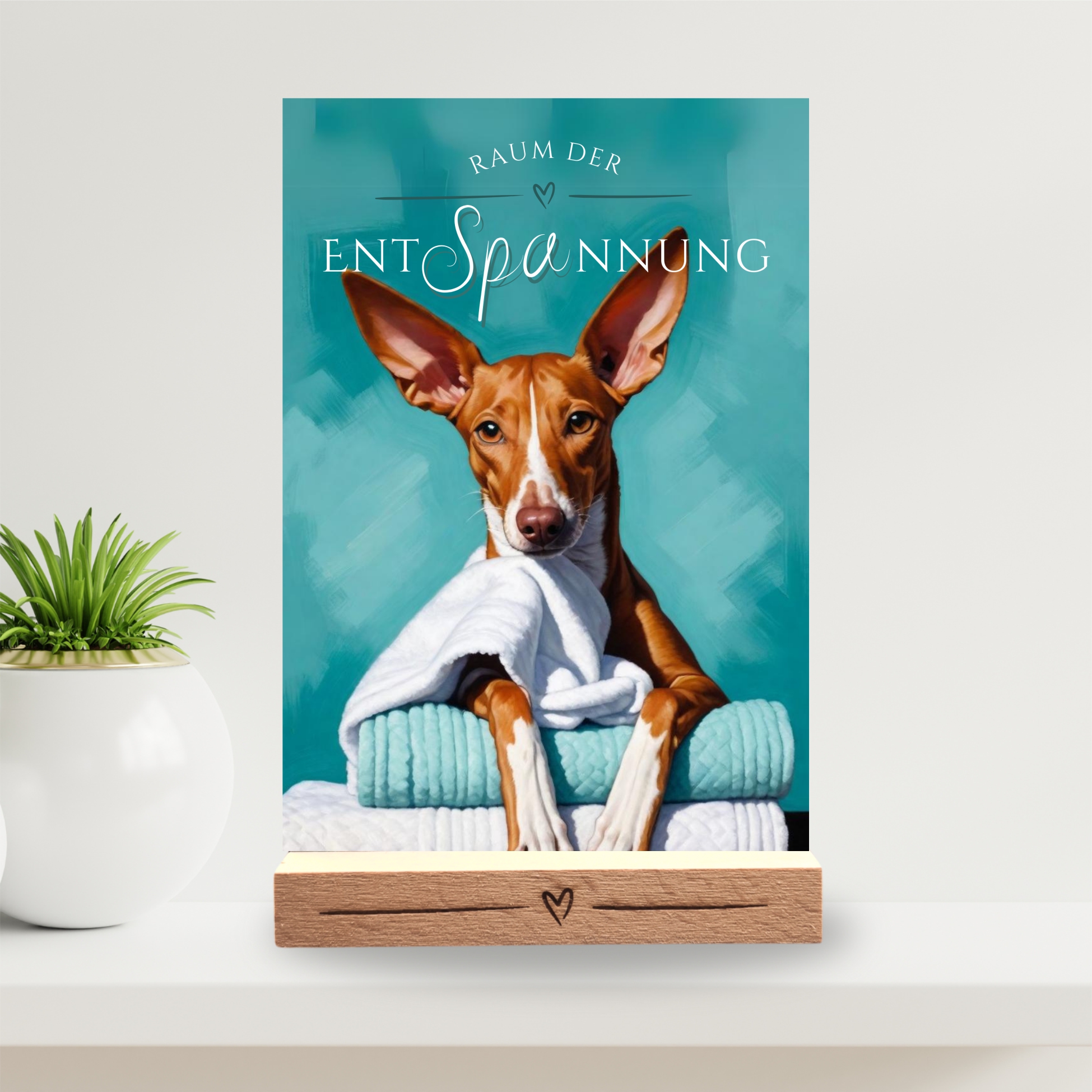 Hundeschild Deko Badezimmer Wellness Podenco Schild Spruch