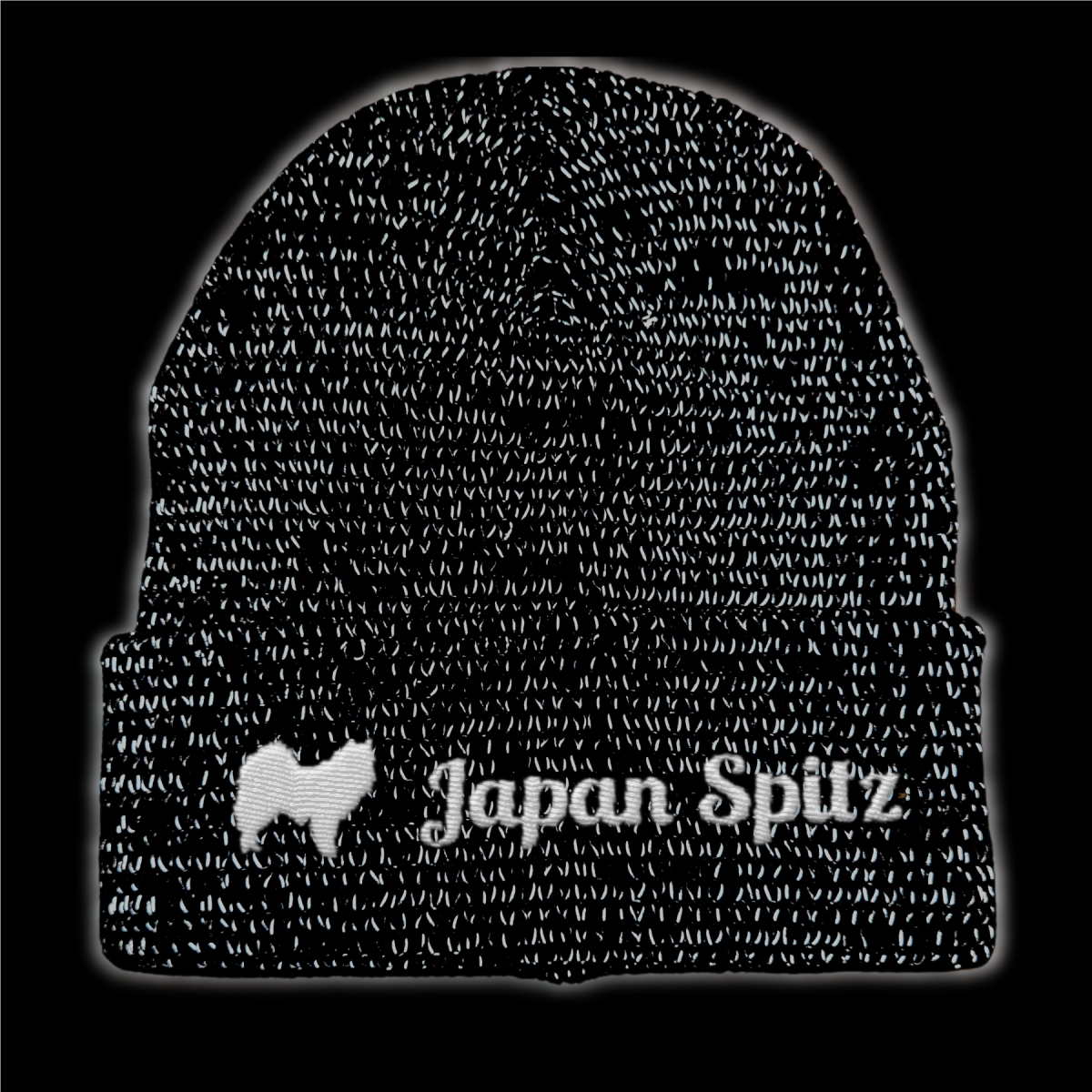 Japan Spitz reflektierende Mütze Stickerei Hund Winter Strickmütze reflex Beanie warm