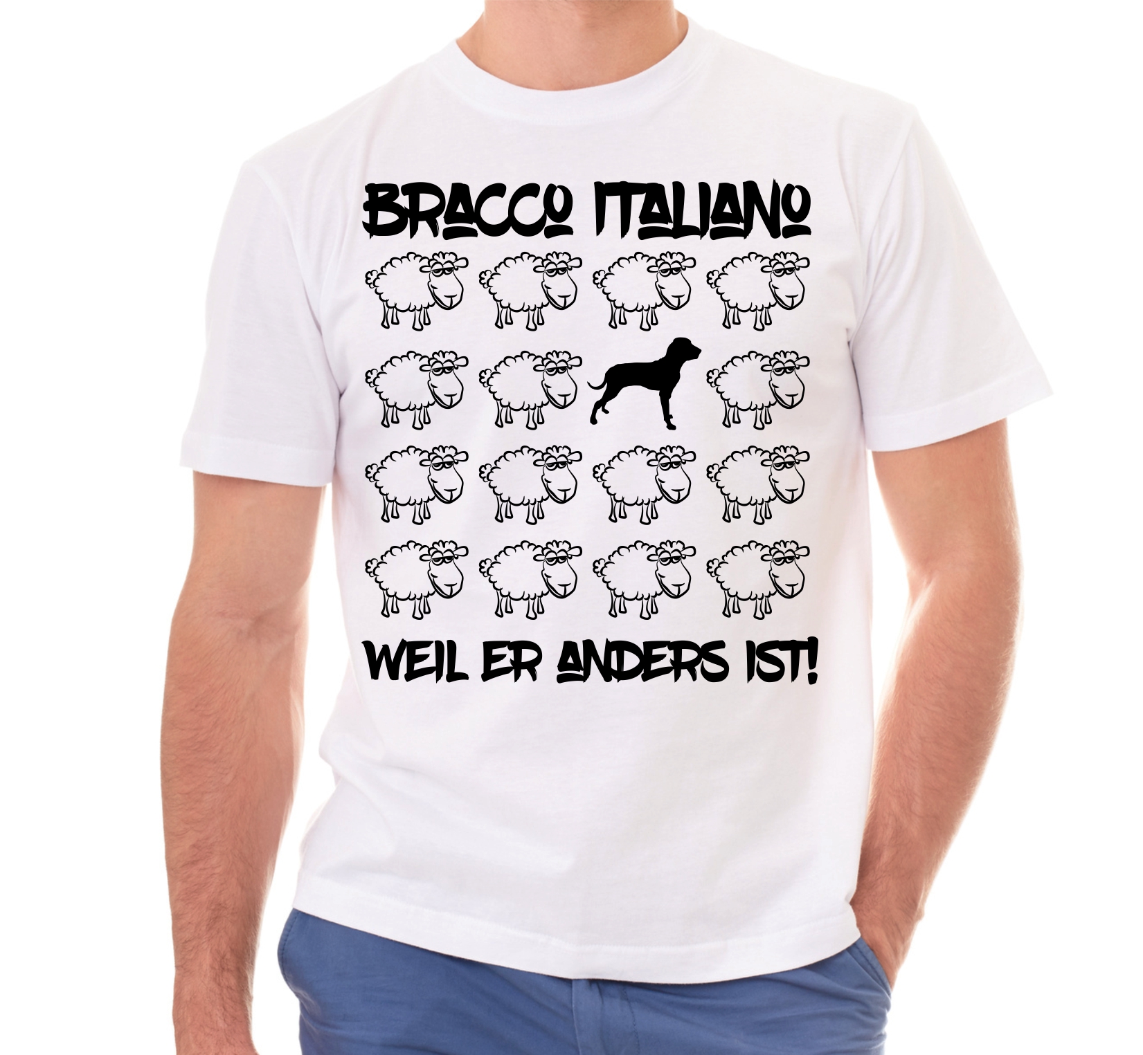 BRACCO ITALIANO UNISEX T-SHIRT BLACK SHEEP by SIVIWONDER