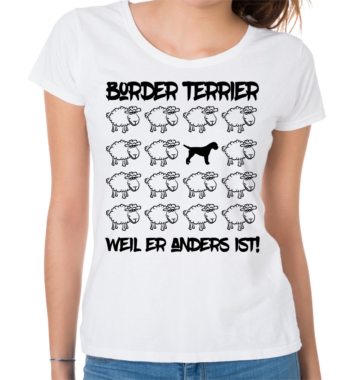 BORDER TERRIER DAMEN T-SHIRT BLACK SHEEP by SIVIWONDER