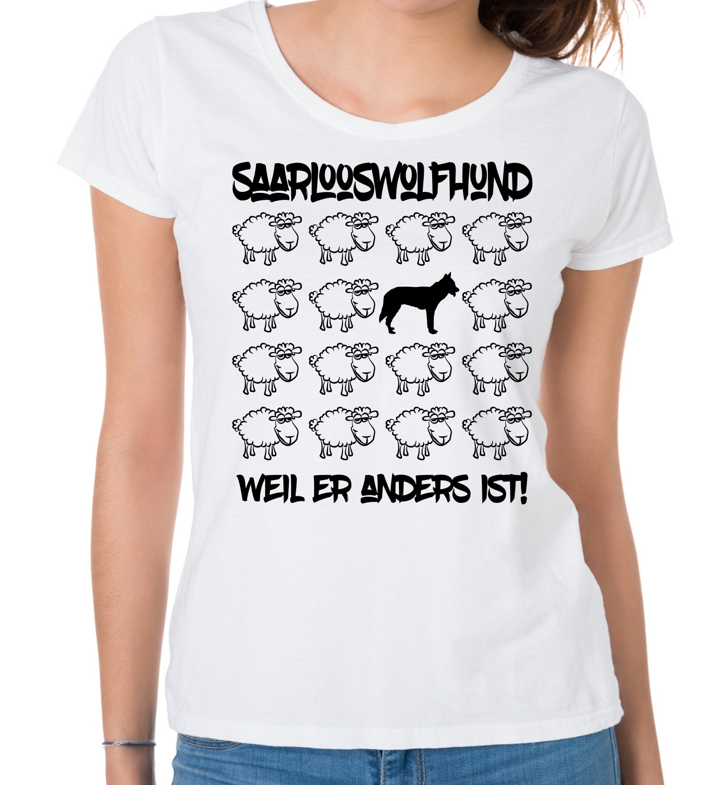 SAARLOOS WOLFHUND DAMEN T-SHIRT BLACK SHEEP by SIVIWONDER