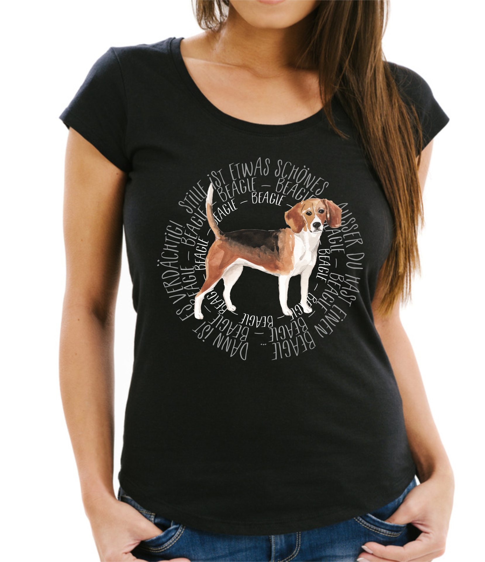 BEAGLE DAMEN T-SHIRT CIRCLE Watercolor by SIVIWONDER