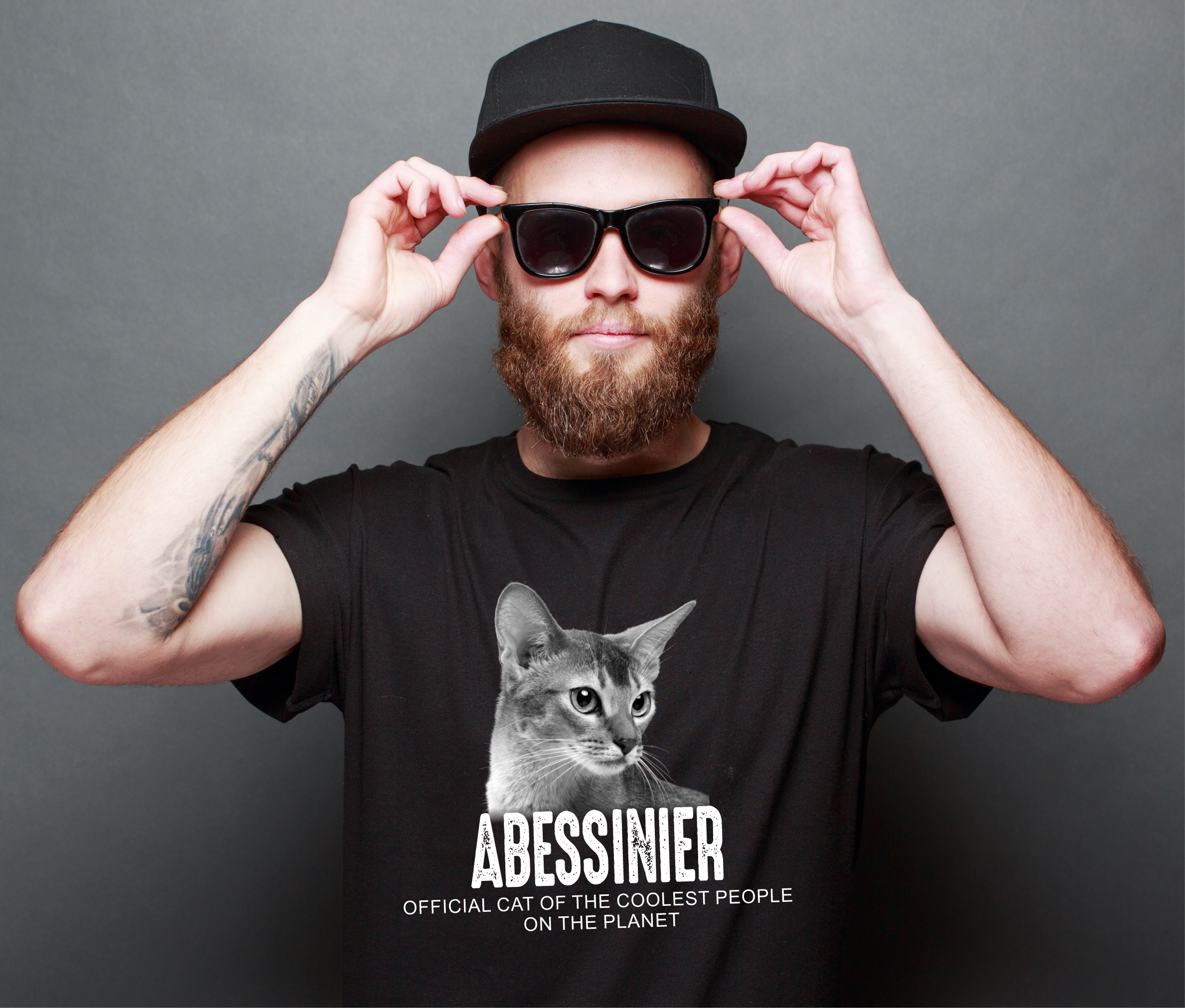 Abessinier Katze Bunny Cat Unisex Shirt Officialcool Leute lustig Hundemotiv T-Shirt