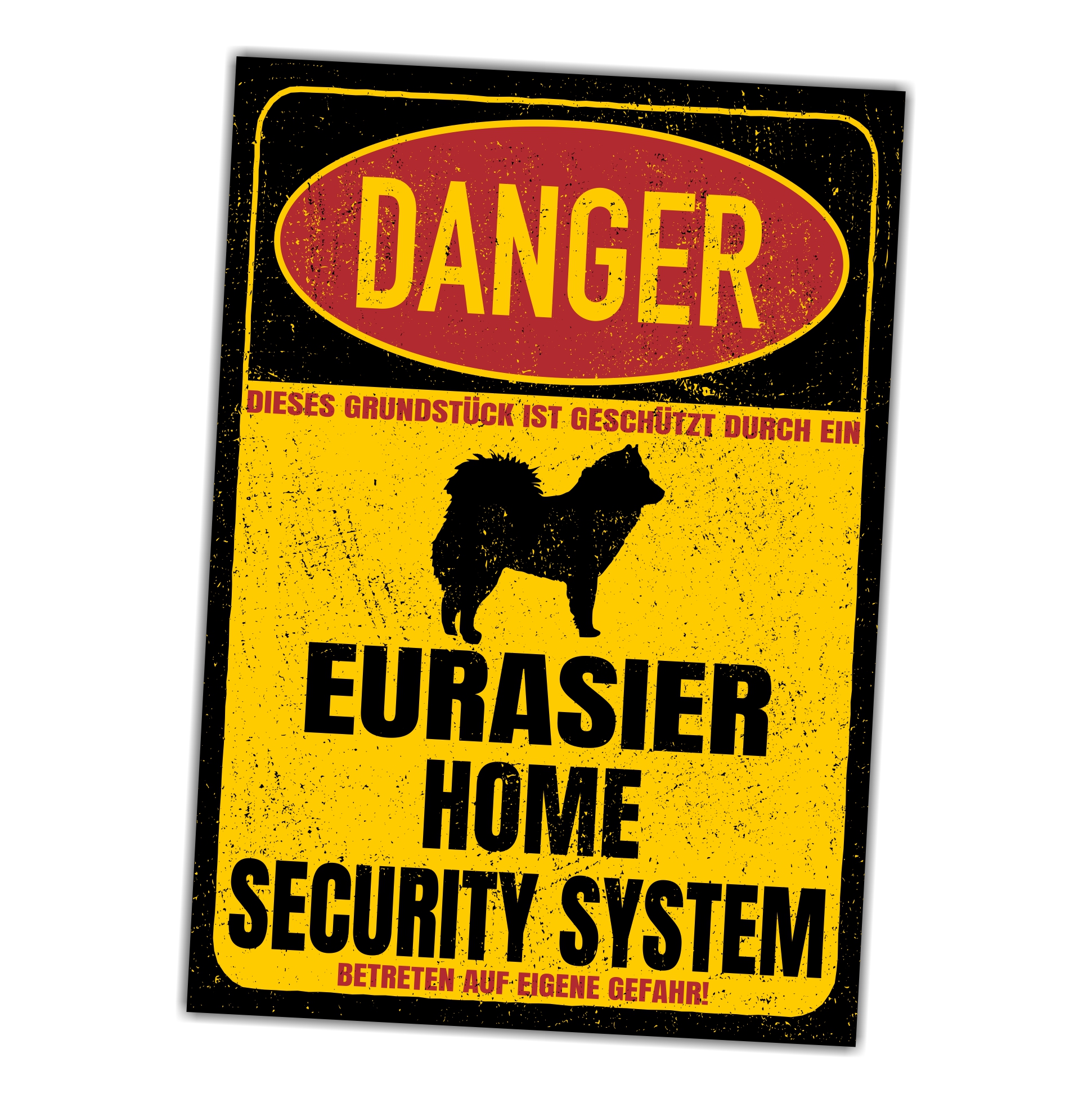 Eurasier Eurasian Spitz Spitze Wolfsspitz Samojede Dog Türschild Danger Security System Warnschild