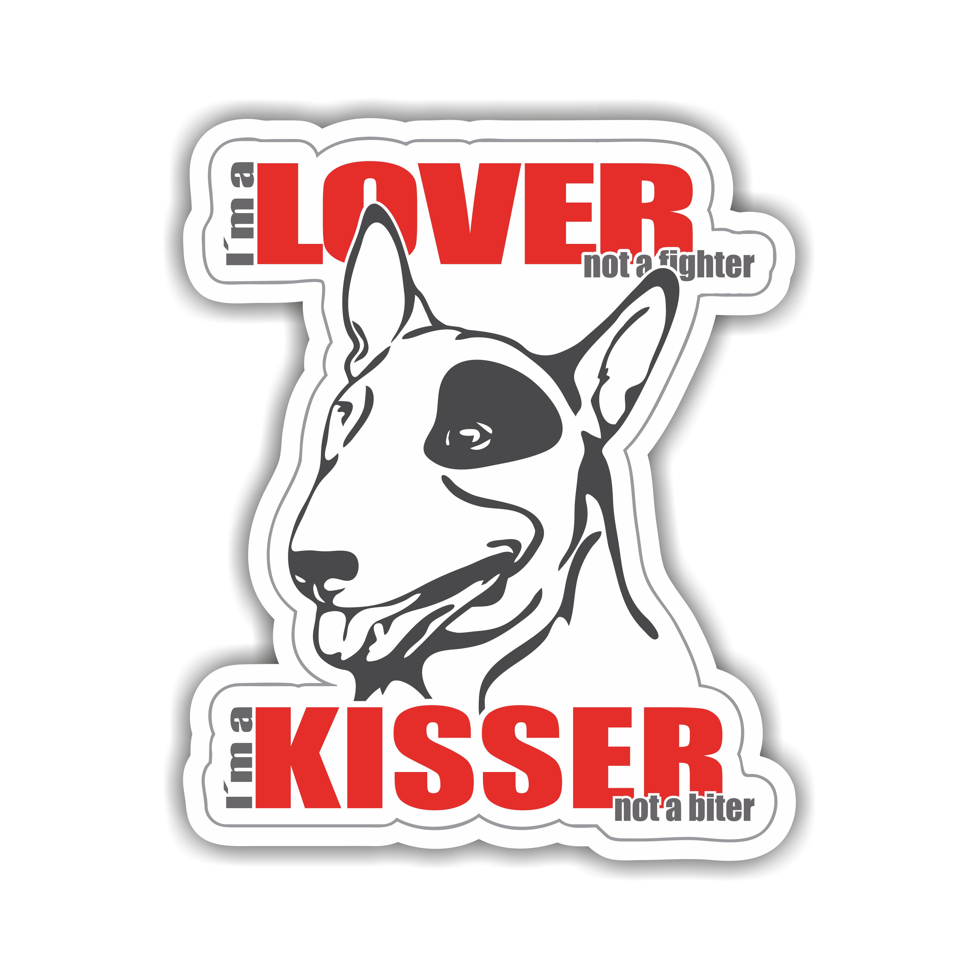 Aufkleber Sticker LOVER NO FIGHTER Bullterrier