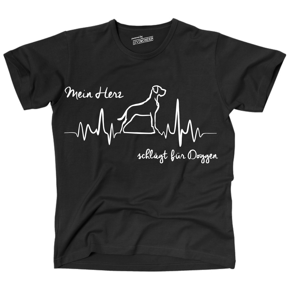 DOGGE deutsche UNISEX T-SHIRT HEARTBEAT EKG Hund Hundemotiv Herz Herzschlag