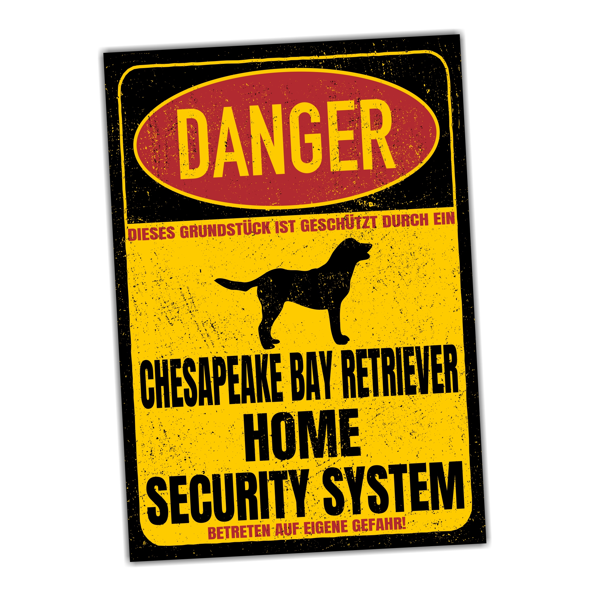 Chesapeake Bay Retriever Chessie CBR Dog Türschild Danger Security System Warnschild Hund Schilder Hundeschild happy Design by Siviwonder