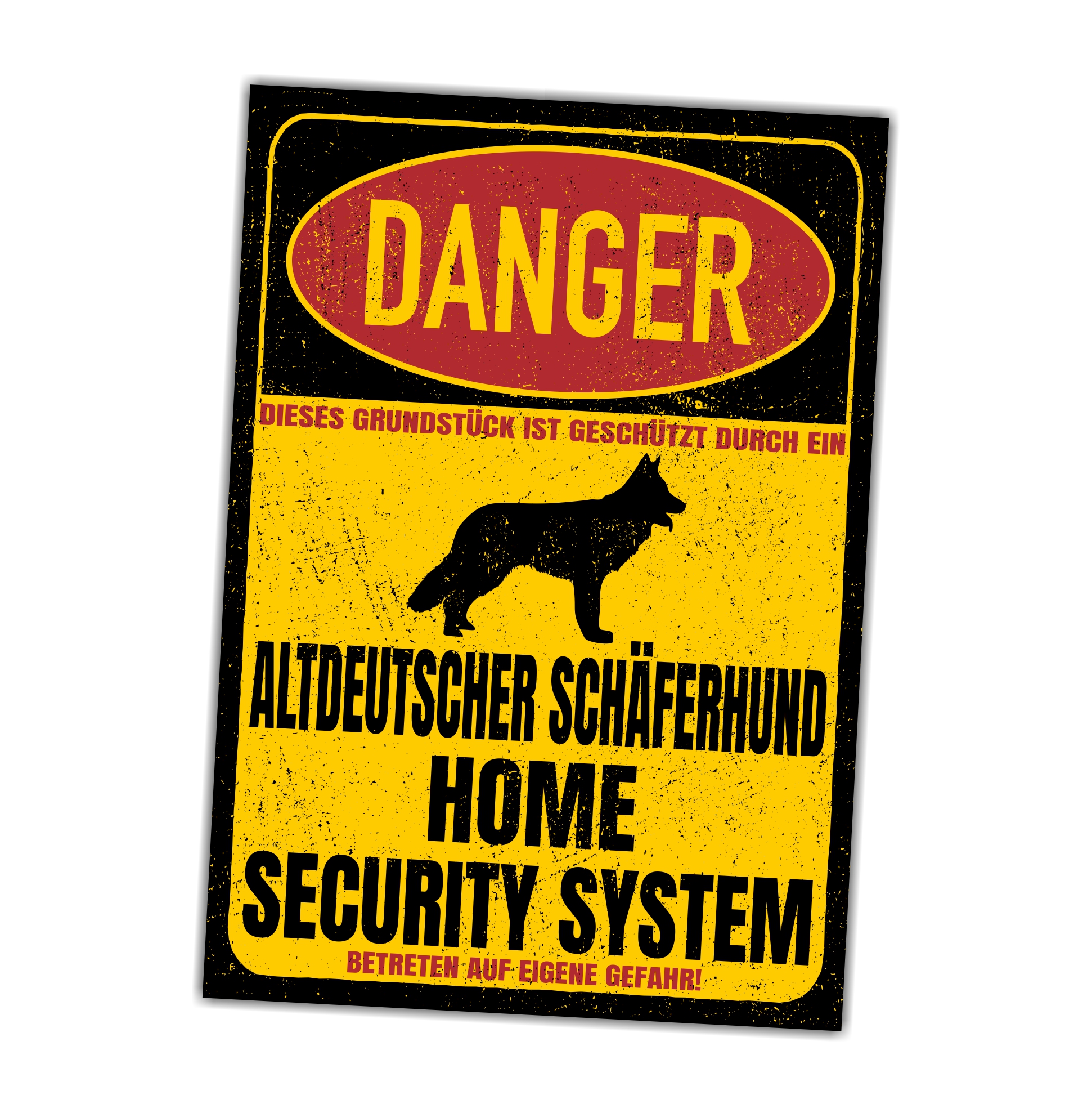 Altdeutscher Schäferhund Schäfer Deutscher  Dog Türschild Danger Security System Warnschild Hund Schilder Hundeschild happy Design by Siviwonder